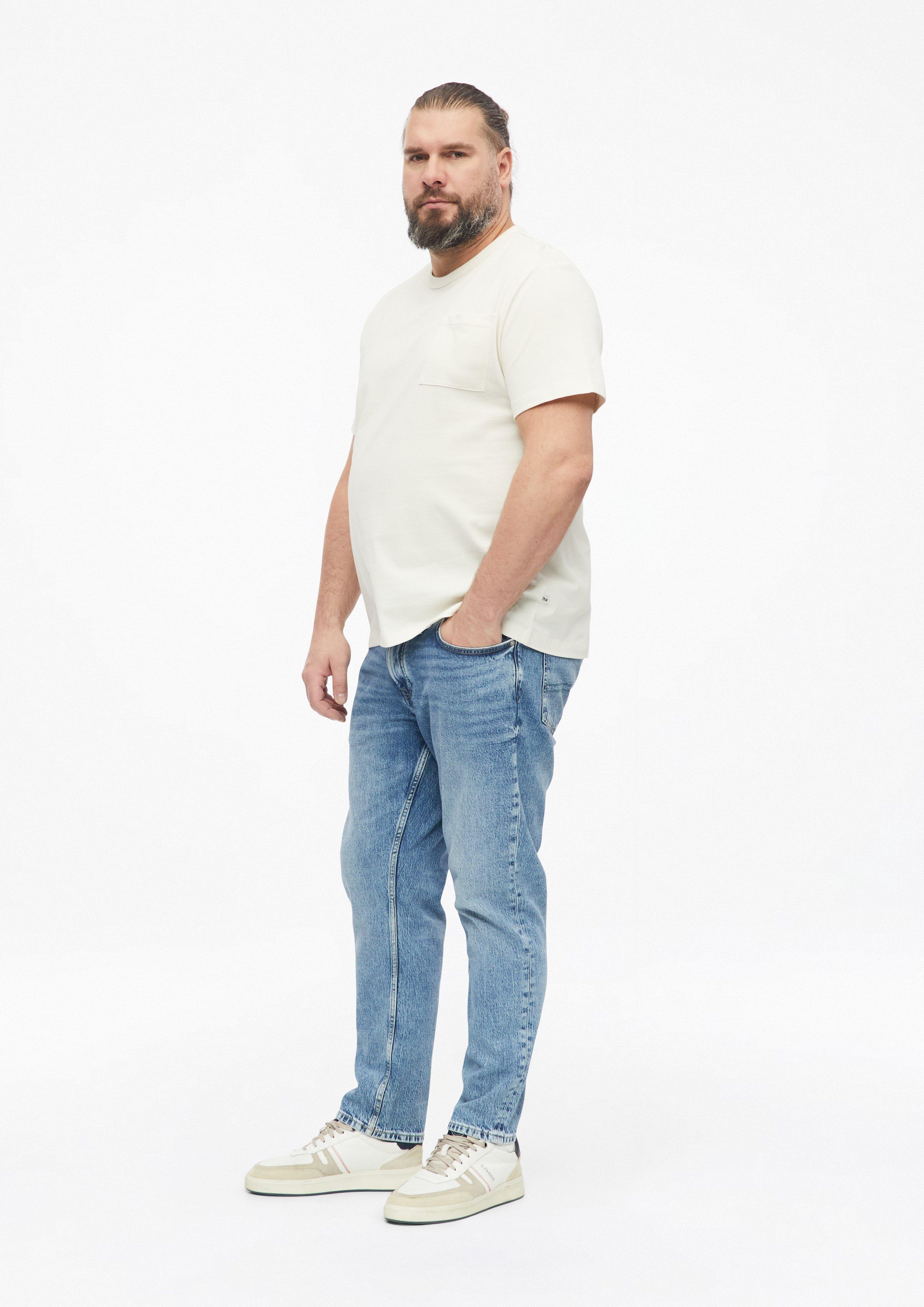 Men Heavy jersey T-shirt with a chest pocket in a modern fit in cream by s.Oliver Men Big Sizes