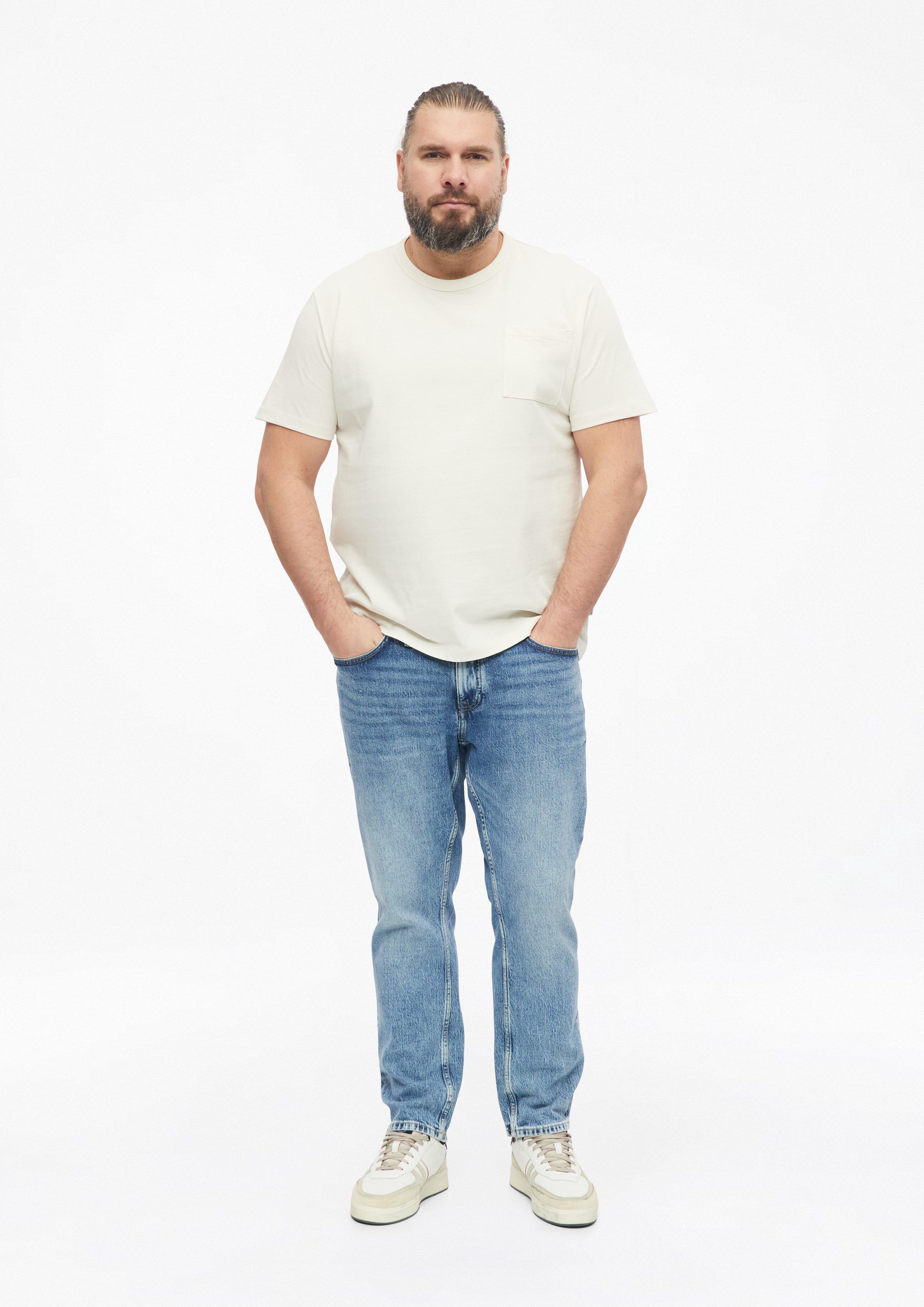 Men Heavy jersey T-shirt with a chest pocket in a modern fit in cream by s.Oliver Men Big Sizes