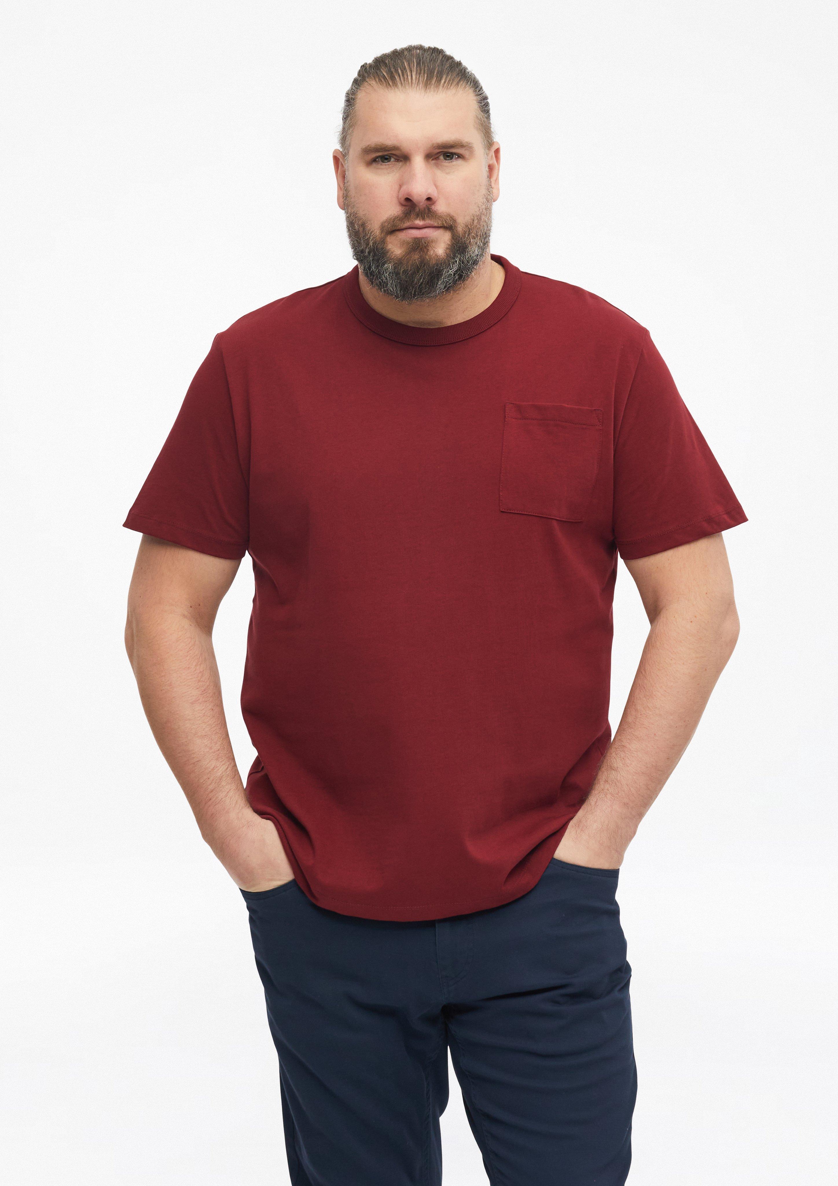 T-shirt z grubego dżerseju z kieszenią na piersi o kroju Modern Fit w kolorze bordowy od s.Oliver Men Big Sizes