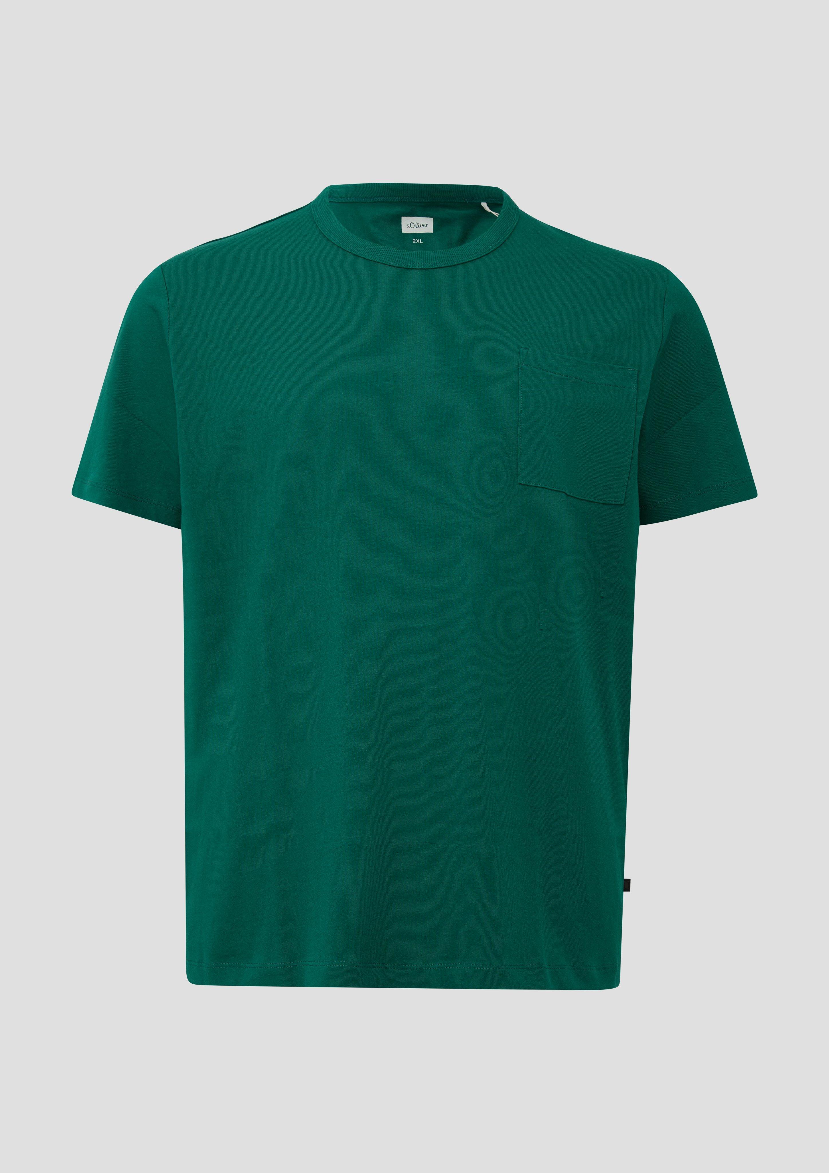 Hommes T-shirt en jersey épais avec poche poitrine, coupe moderne en vert de s.Oliver Men Big Sizes
