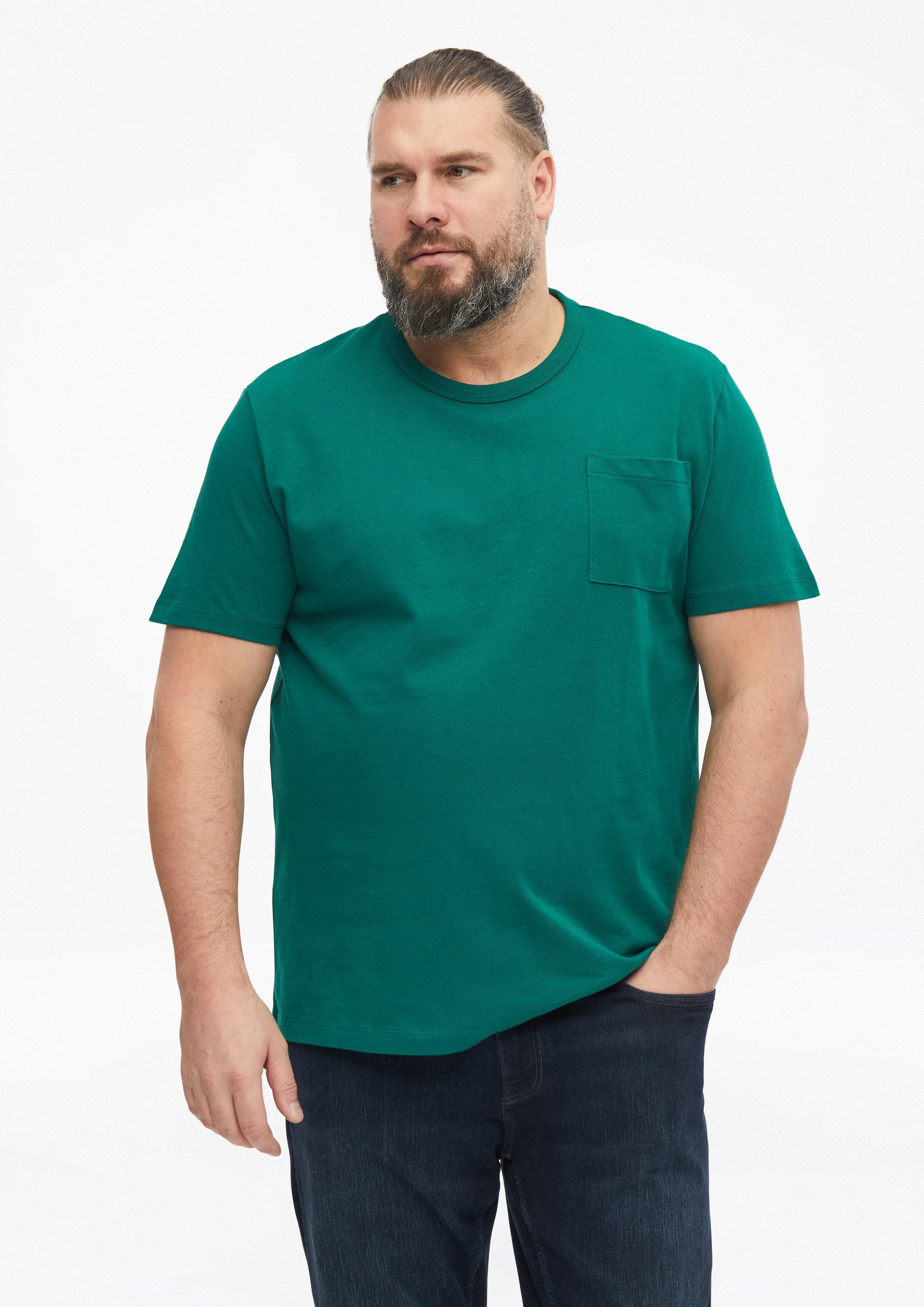 T-shirt van zware jersey met borstzak in een moderne pasvorm in groen van s.Oliver Men Big Sizes