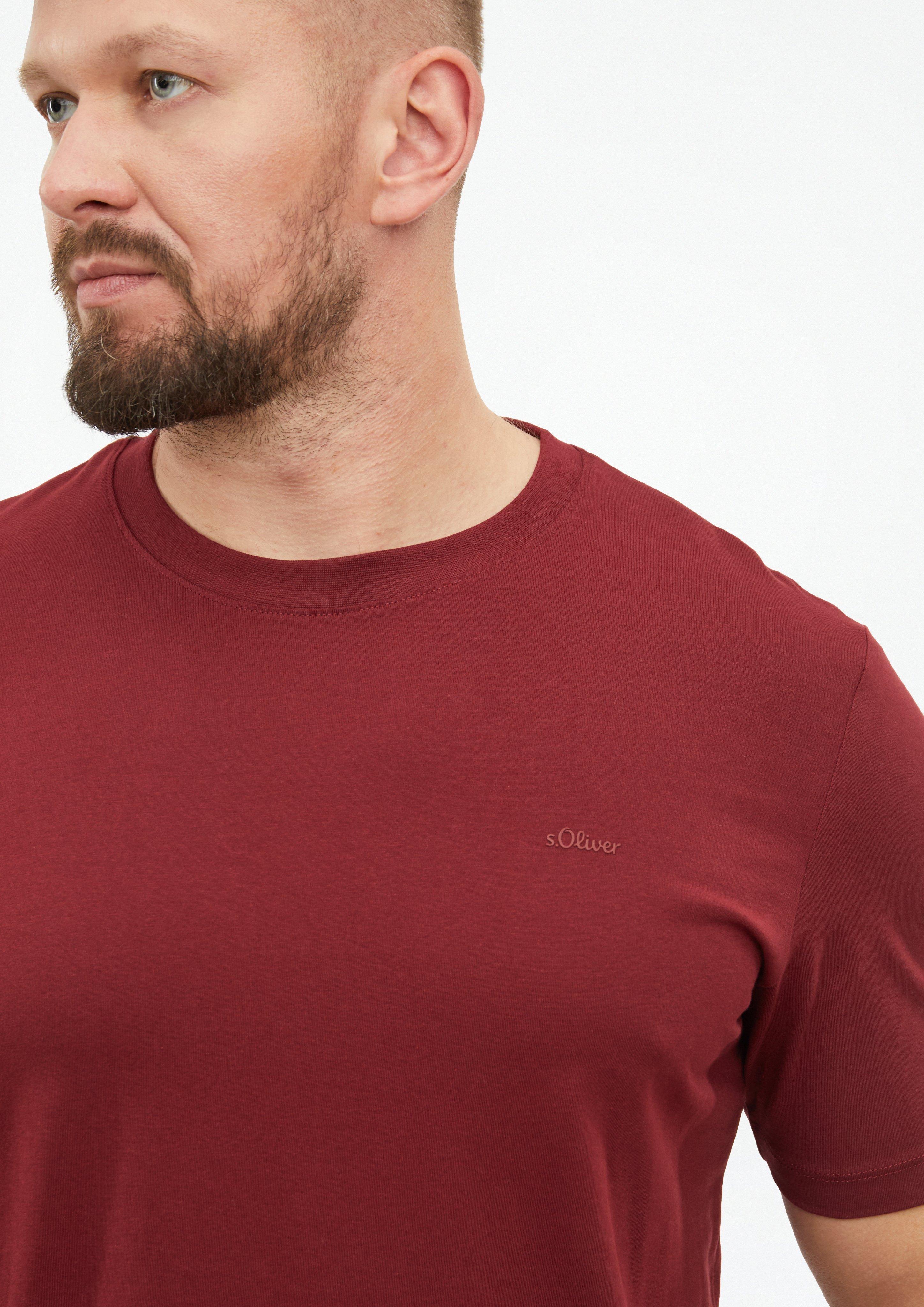 Men Cotton T-shirt with logo print in red by s.Oliver Men Tall Sizes