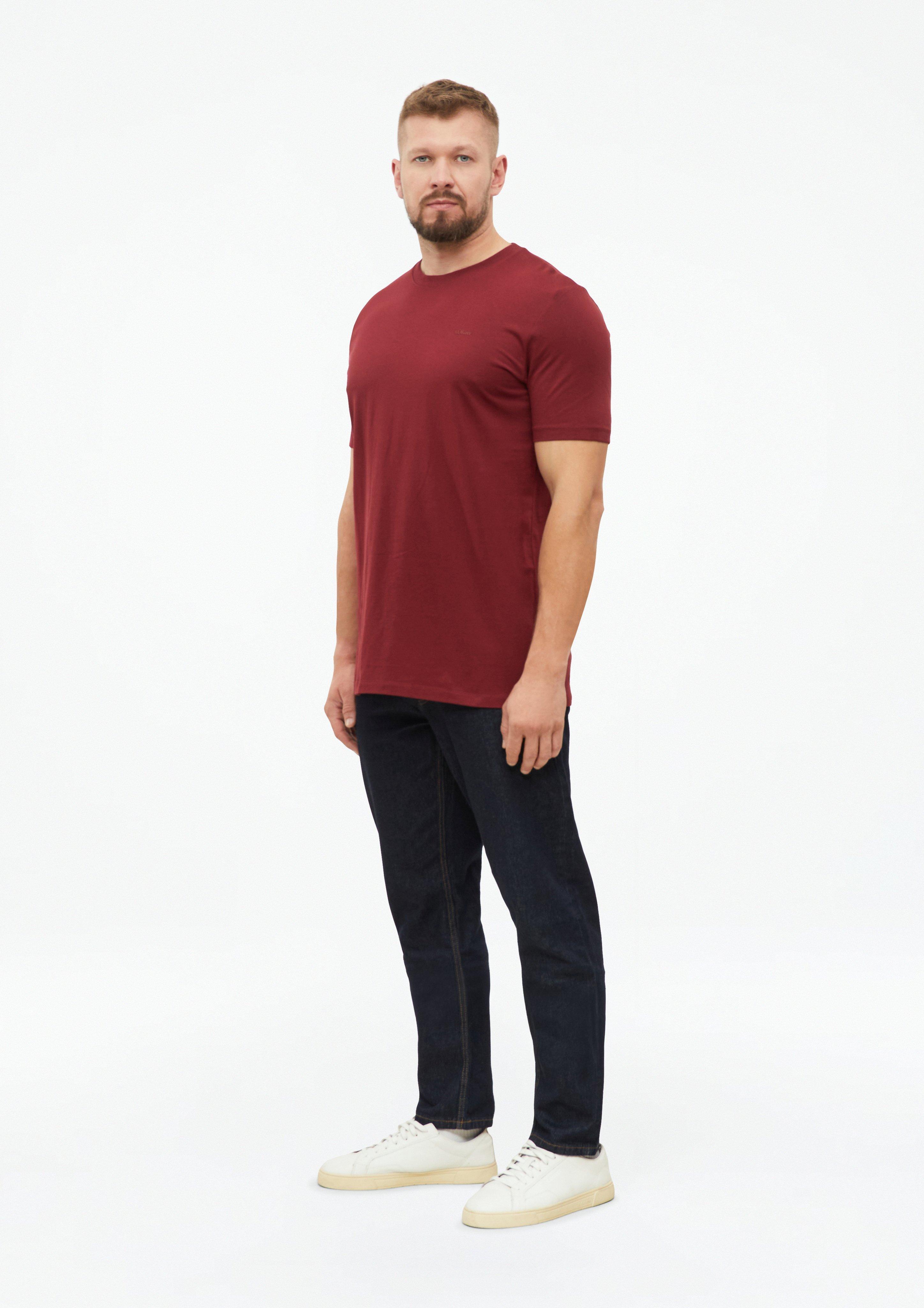 Men Cotton T-shirt with logo print in red by s.Oliver Men Tall Sizes