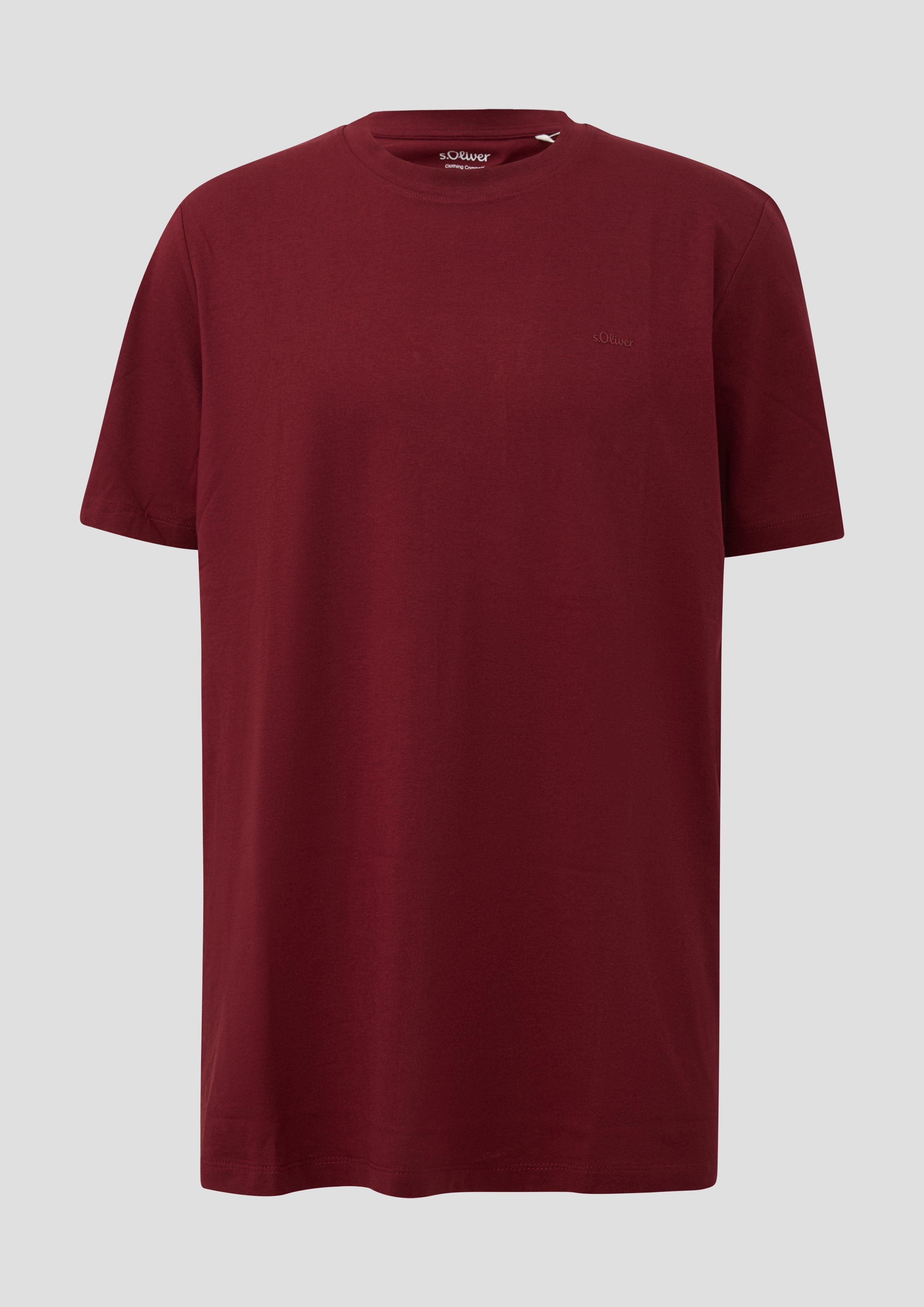 Baumwoll-T-Shirt mit Logo-Print in Farbe bordeaux von s.Oliver Men Tall Sizes