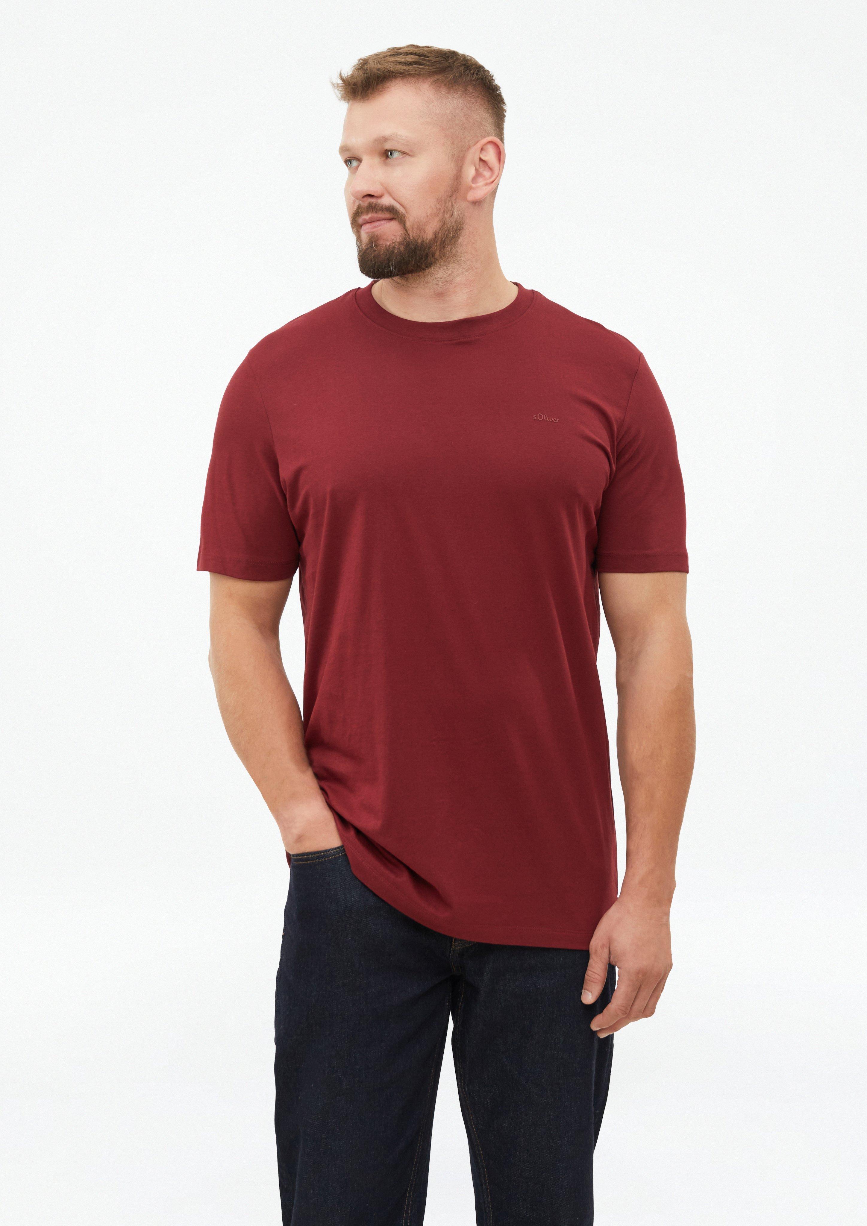 Men Cotton T-shirt with logo print in red by s.Oliver Men Tall Sizes