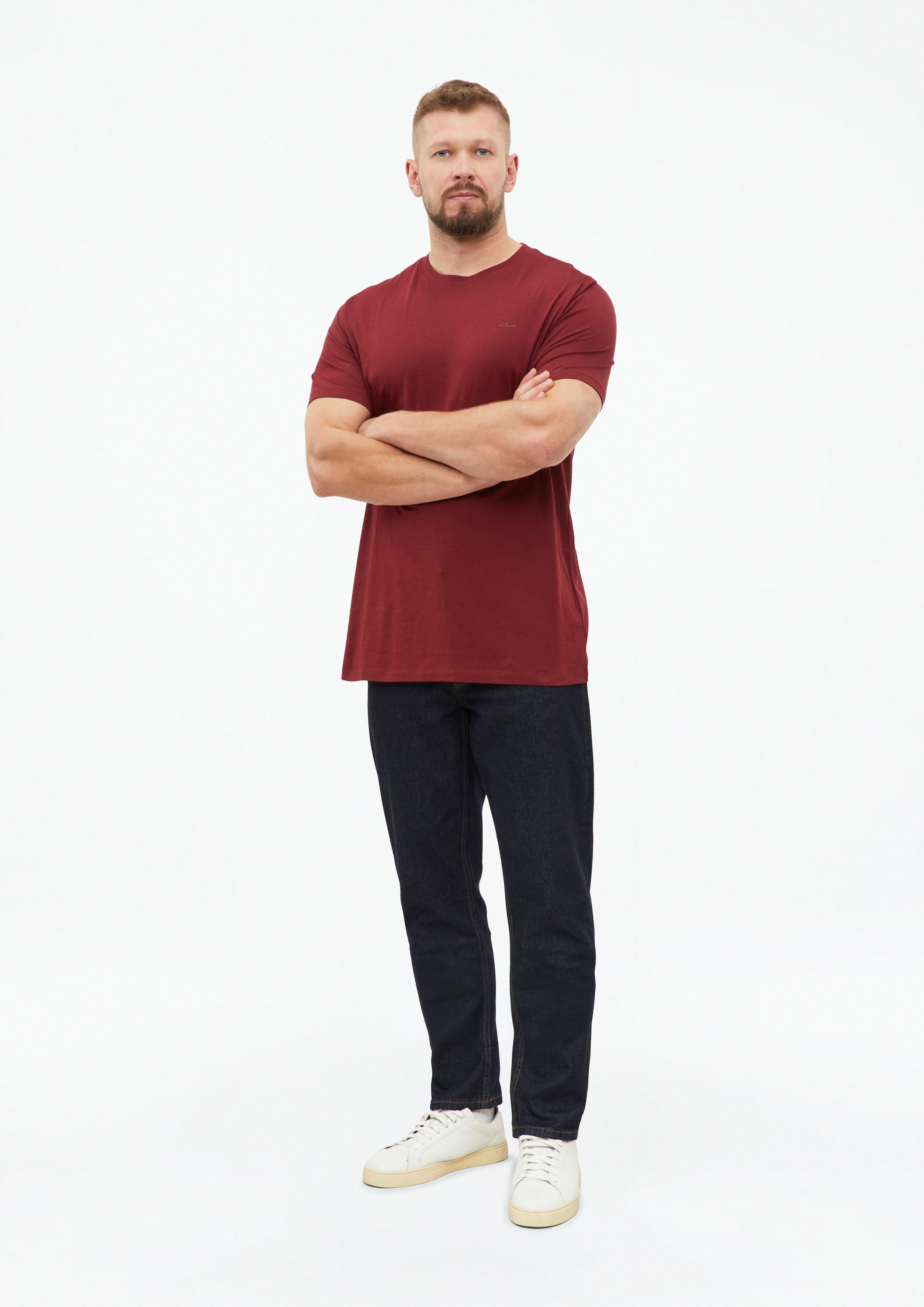 Men Cotton T-shirt with logo print in red by s.Oliver Men Tall Sizes