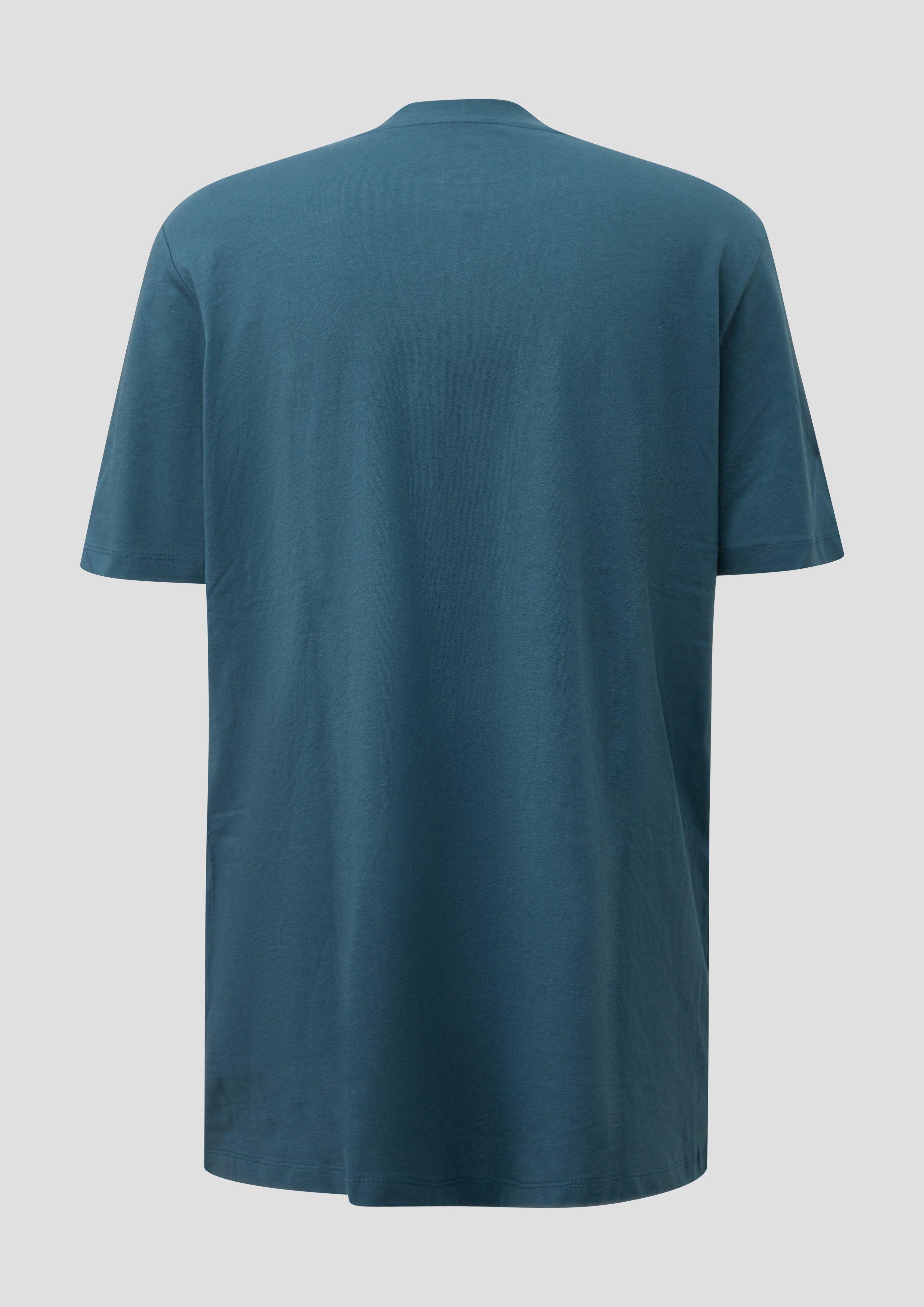 Men Cotton T-shirt with logo print in blue by s.Oliver Men Tall Sizes