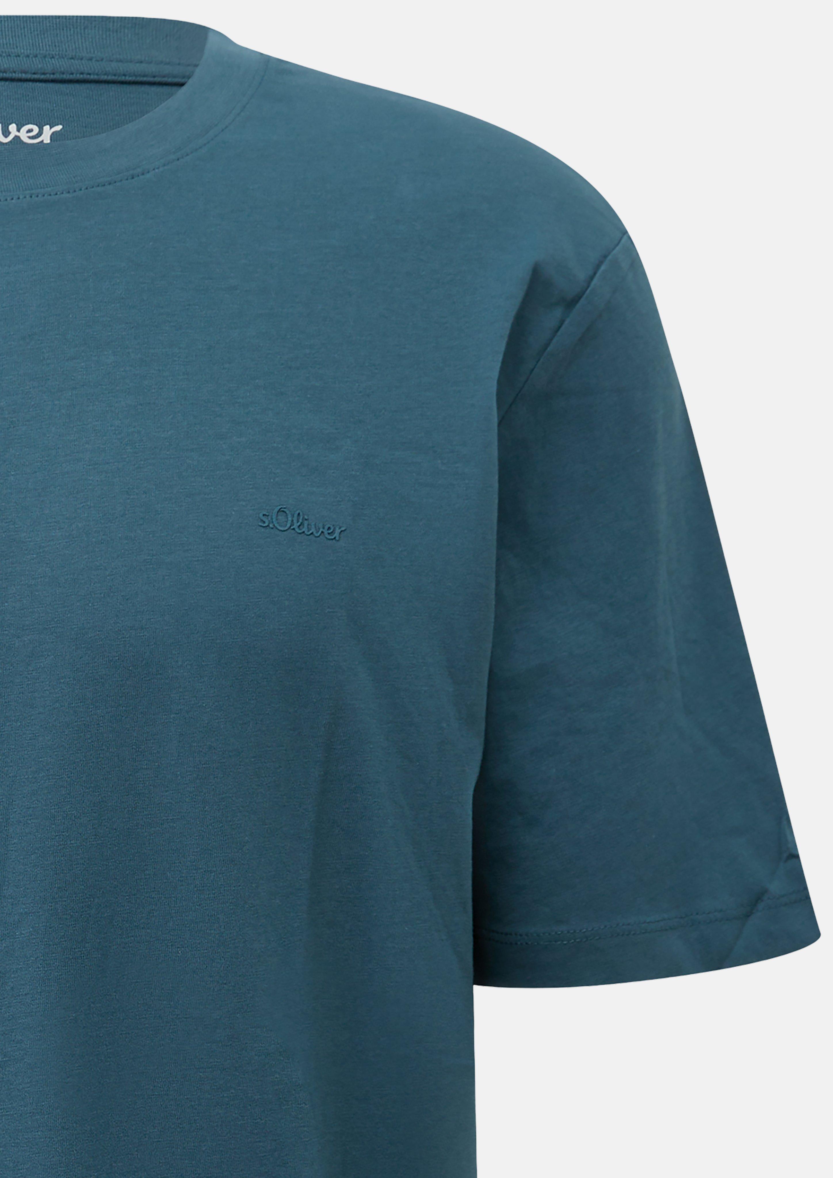 Men Cotton T-shirt with logo print in blue by s.Oliver Men Tall Sizes
