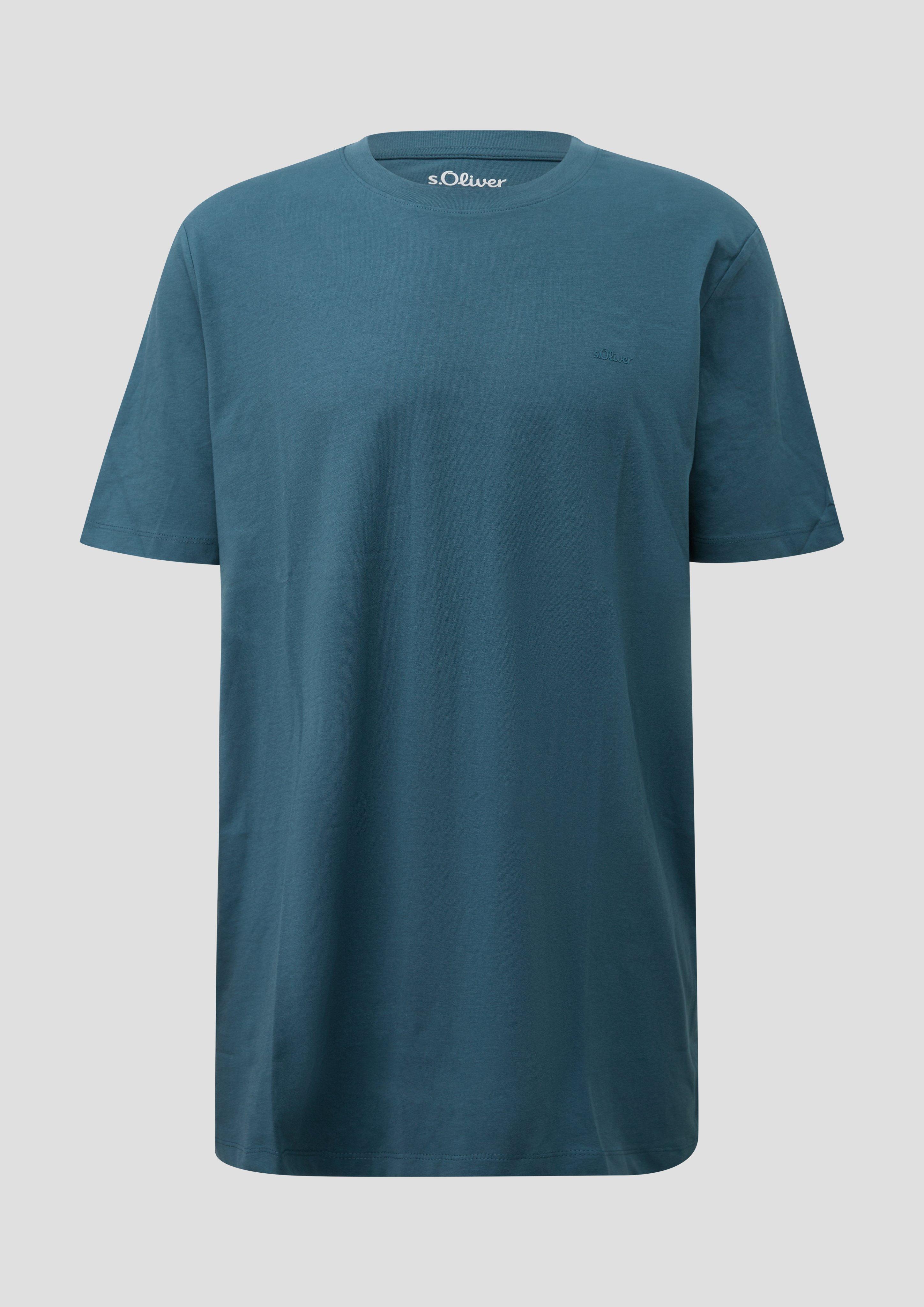 Cotton T-shirt with logo print in blue by s.Oliver Men Tall Sizes
