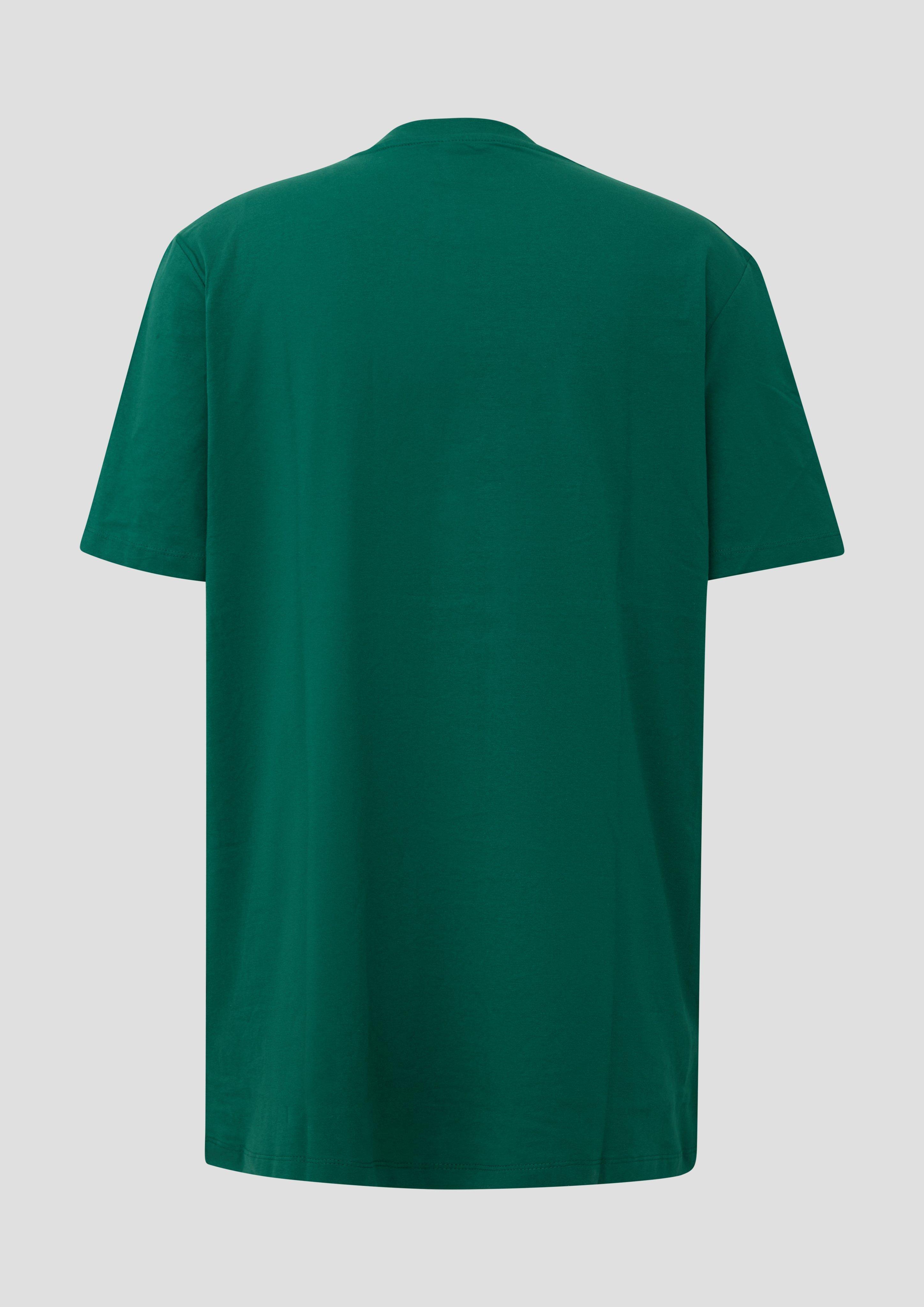 Herren Baumwoll-T-Shirt mit Logo-Print in grün von s.Oliver Men Tall Sizes