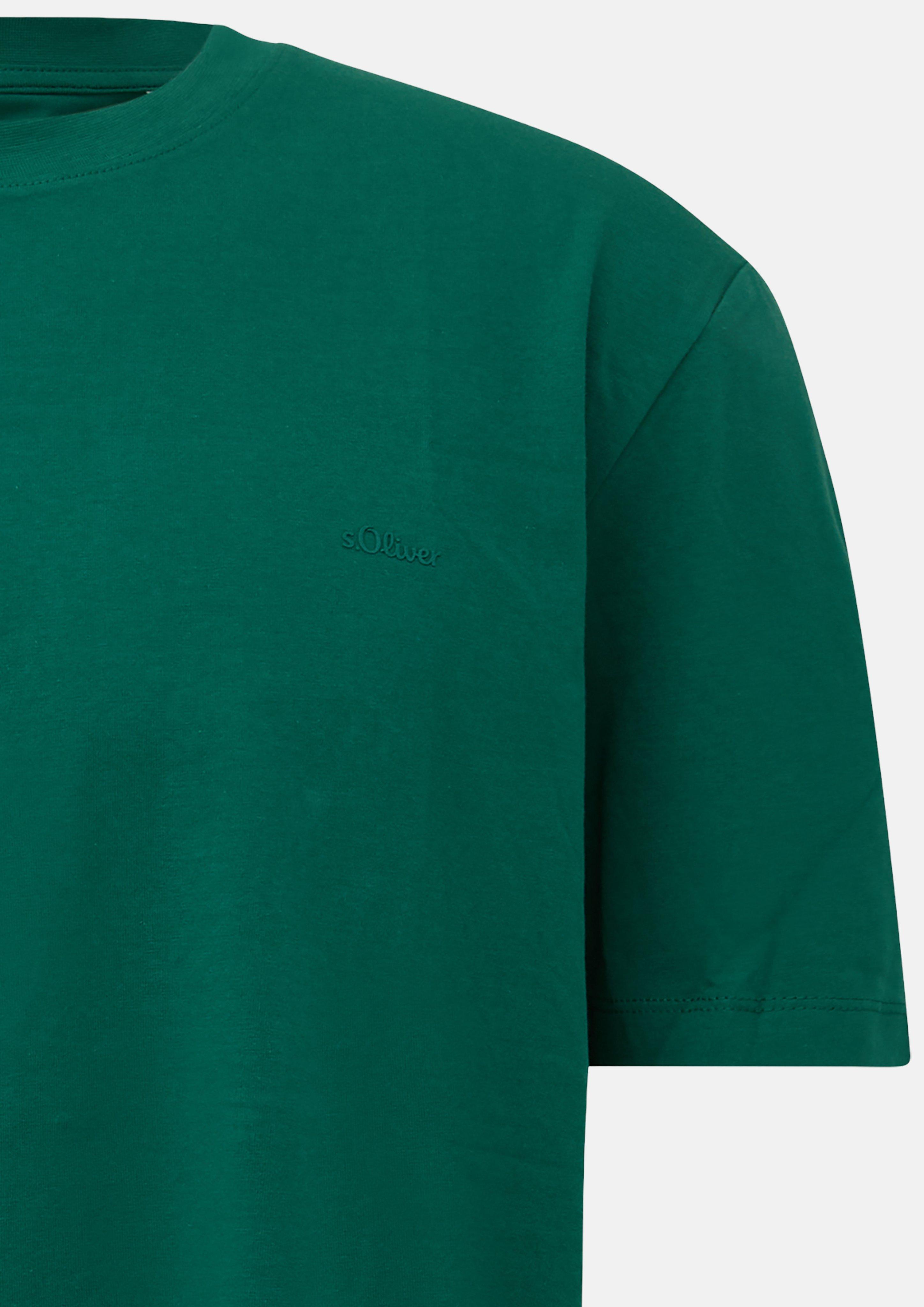Men Cotton T-shirt with logo print in green by s.Oliver Men Tall Sizes