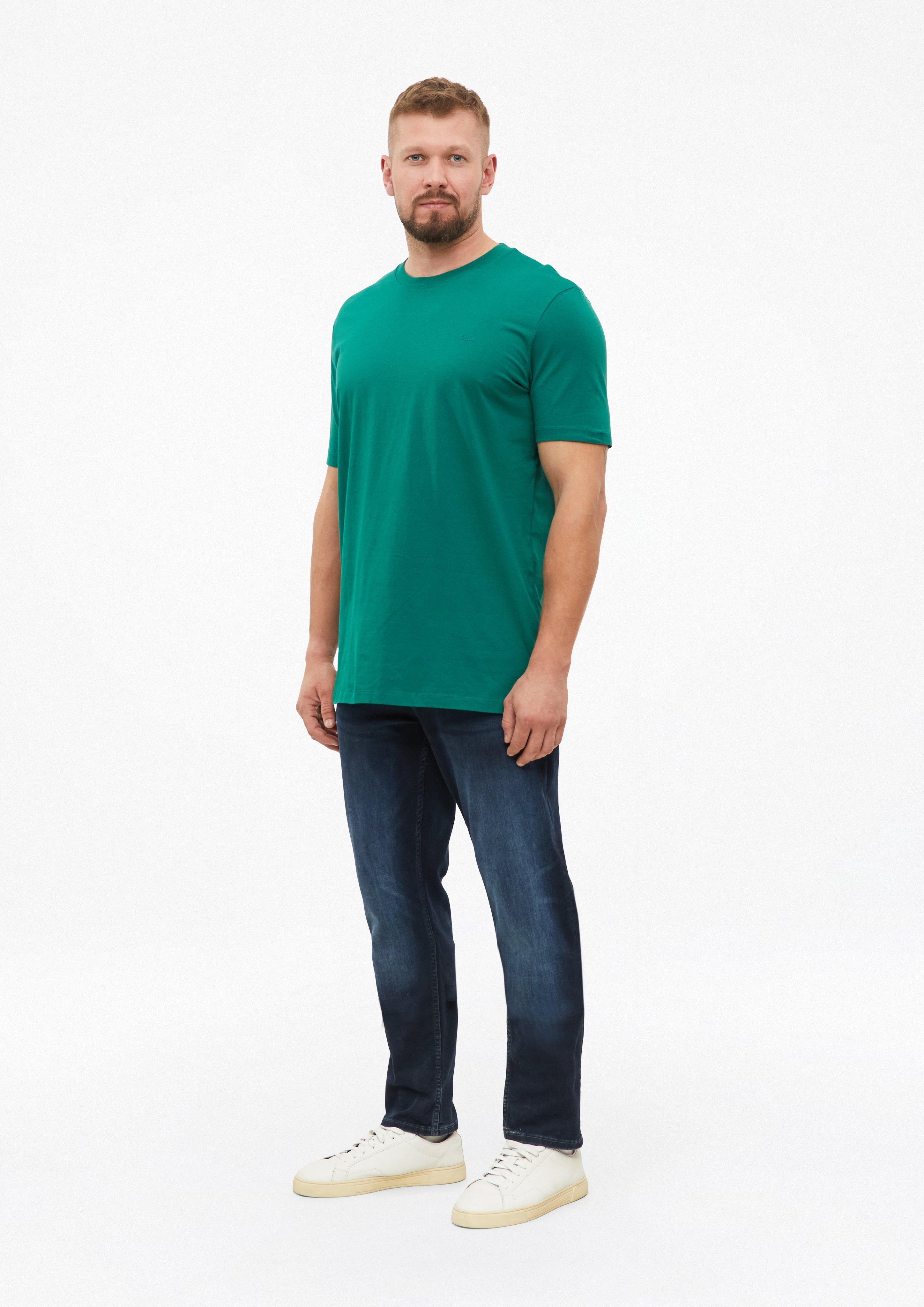 Men Cotton T-shirt with logo print in green by s.Oliver Men Tall Sizes