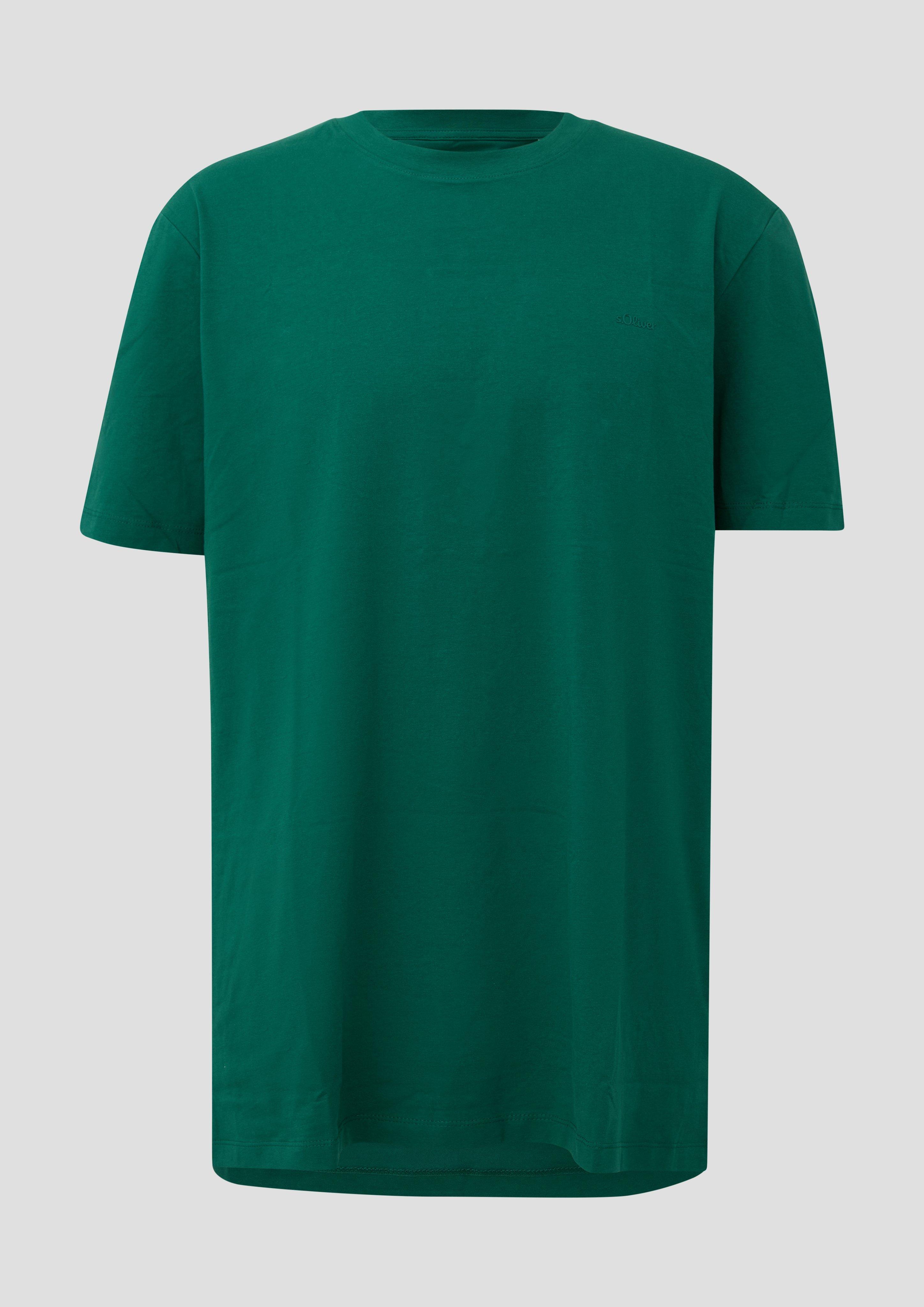 Herren Baumwoll-T-Shirt mit Logo-Print in grün von s.Oliver Men Tall Sizes