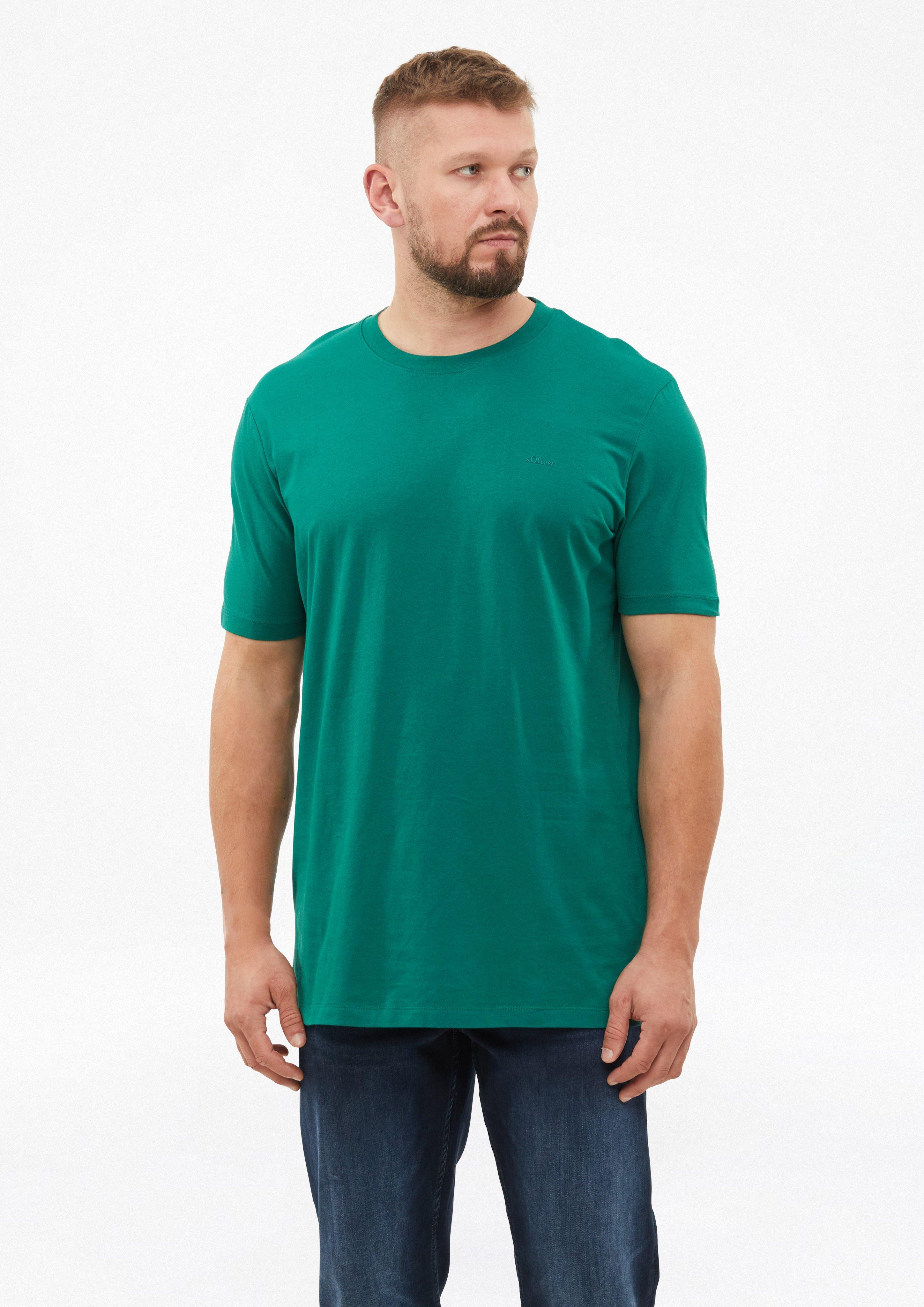 T-shirt bawełniany z nadrukiem z logo w kolorze zielony od s.Oliver Men Tall Sizes