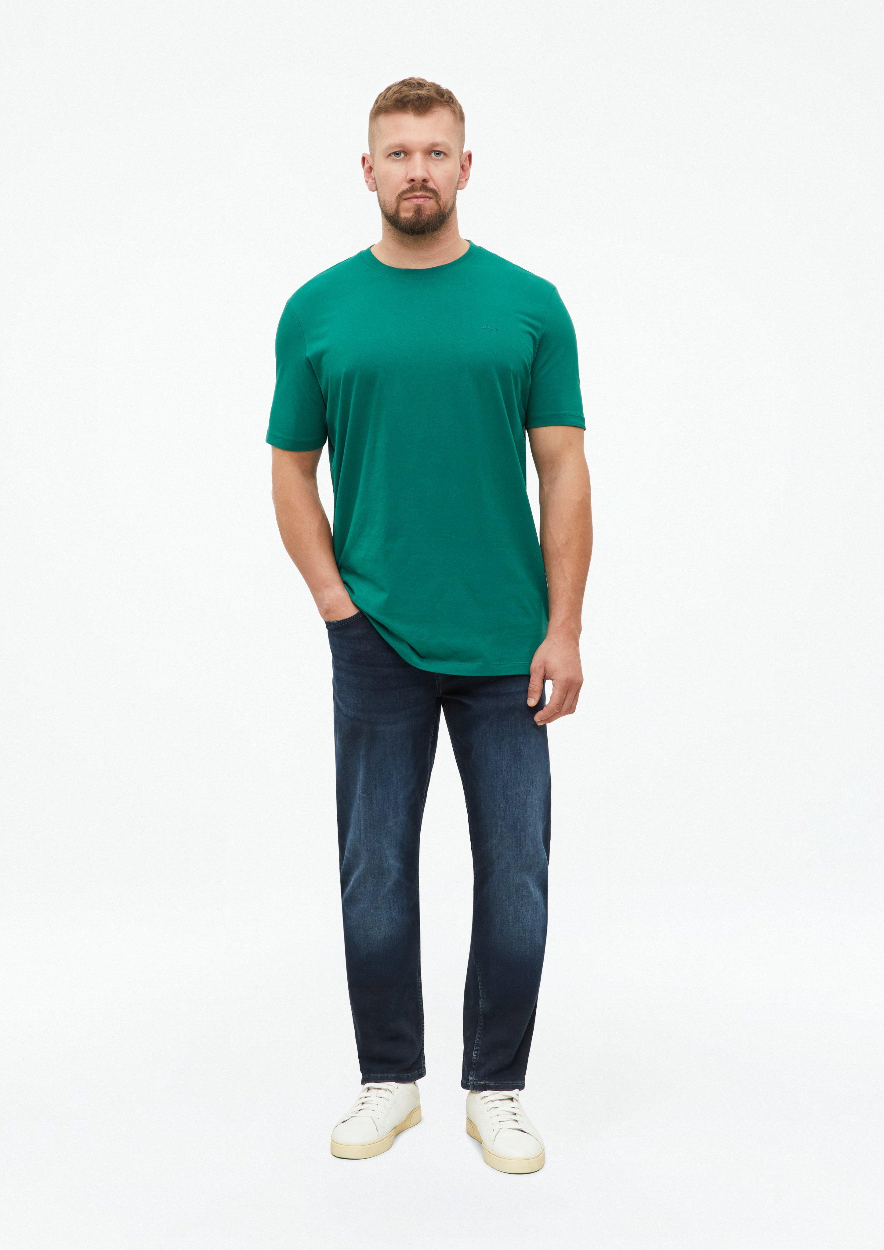 Men Cotton T-shirt with logo print in green by s.Oliver Men Tall Sizes