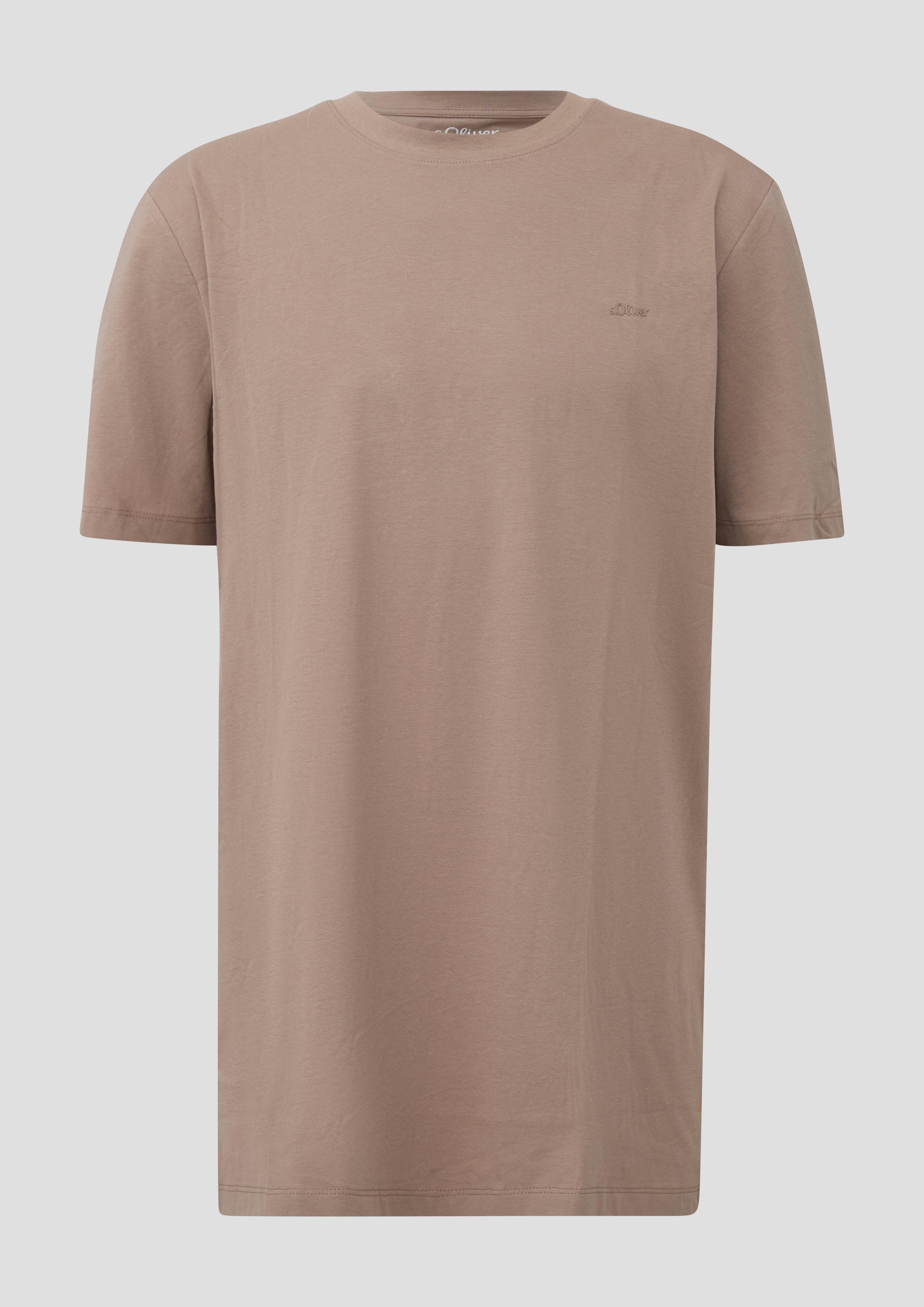 Herren Baumwoll-T-Shirt mit Logo-Print in braun von s.Oliver Men Tall Sizes