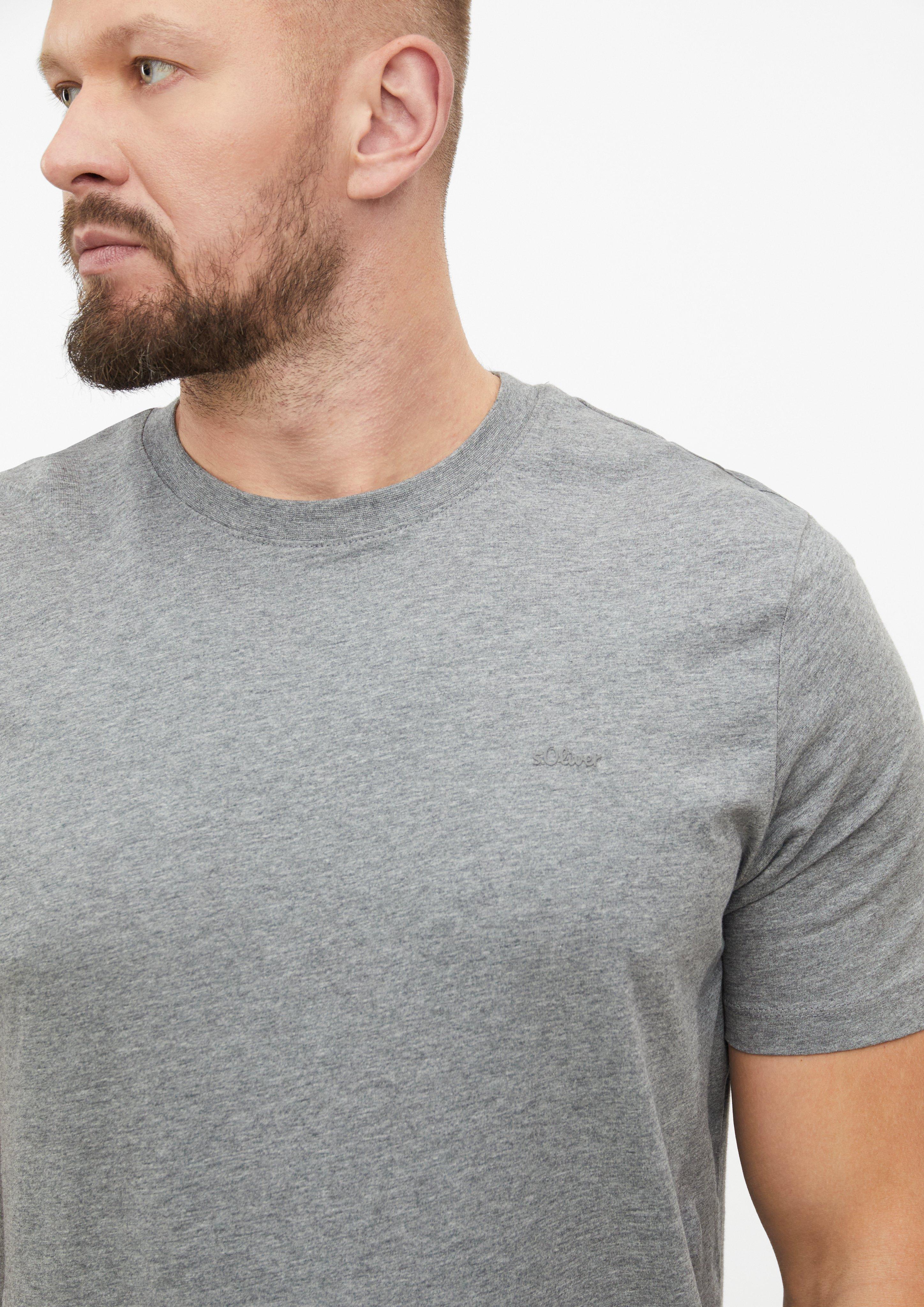 Men Cotton T-shirt with logo print in grey by s.Oliver Men Tall Sizes