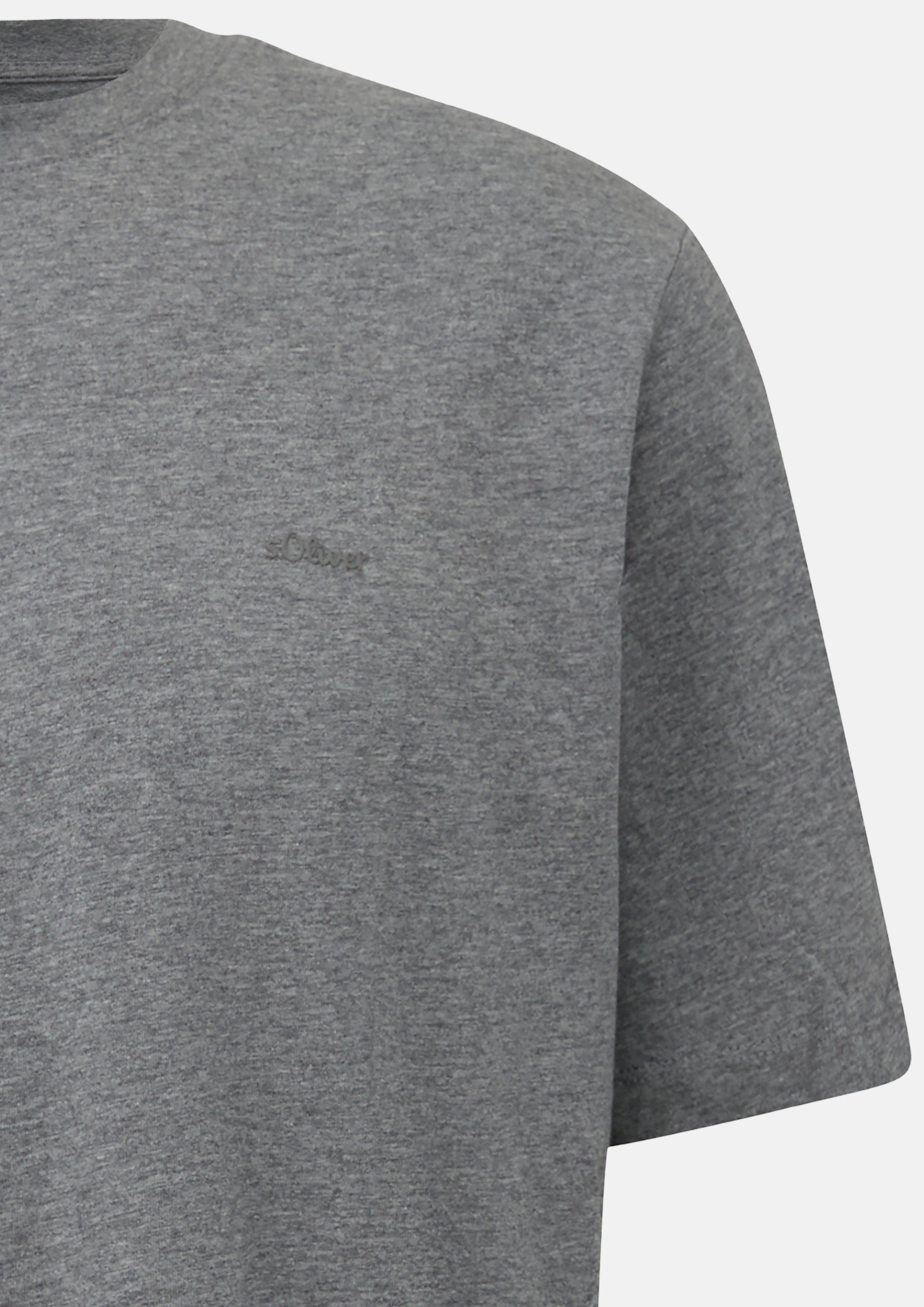 Men Cotton T-shirt with logo print in grey by s.Oliver Men Tall Sizes