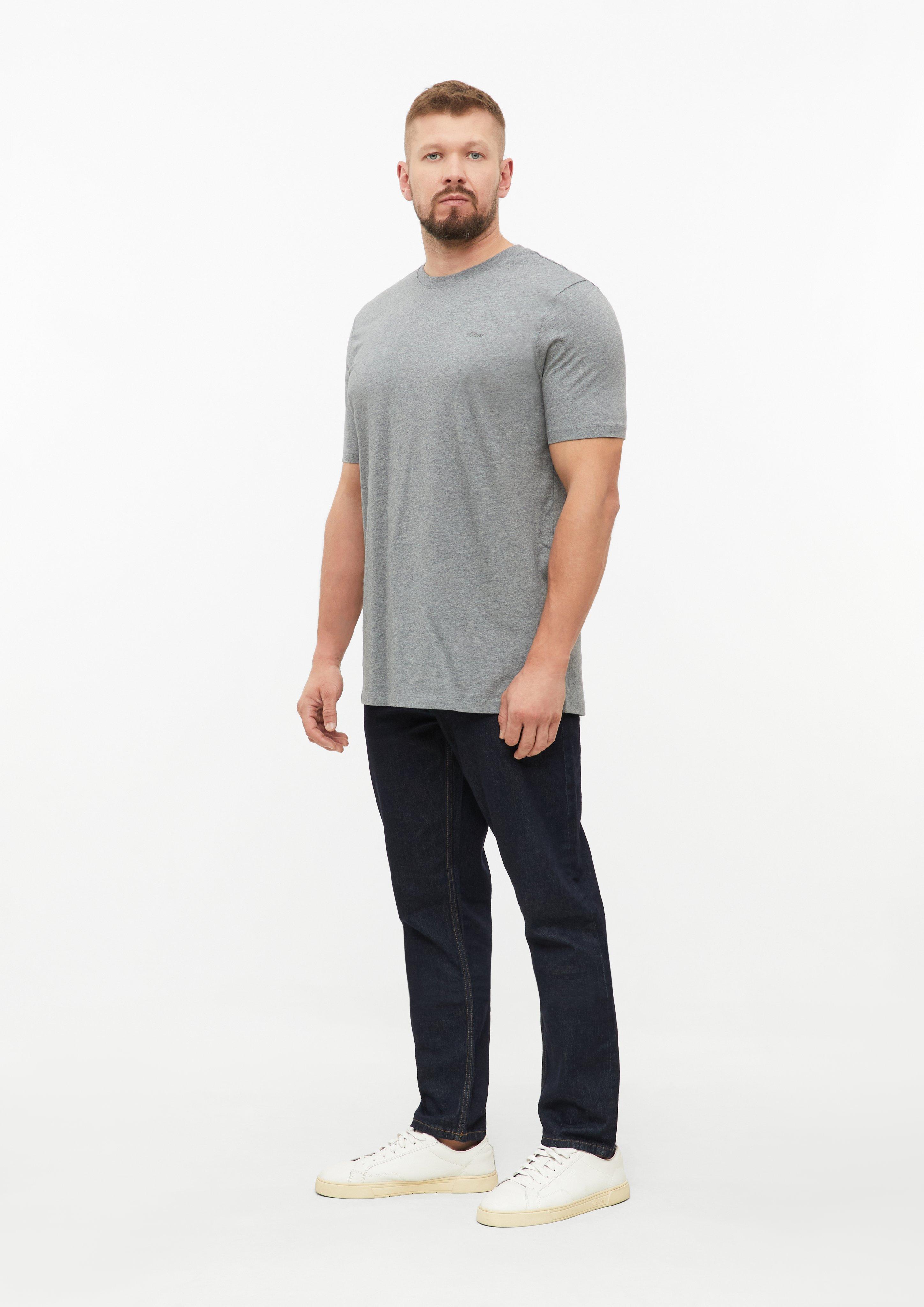 Men Cotton T-shirt with logo print in grey by s.Oliver Men Tall Sizes