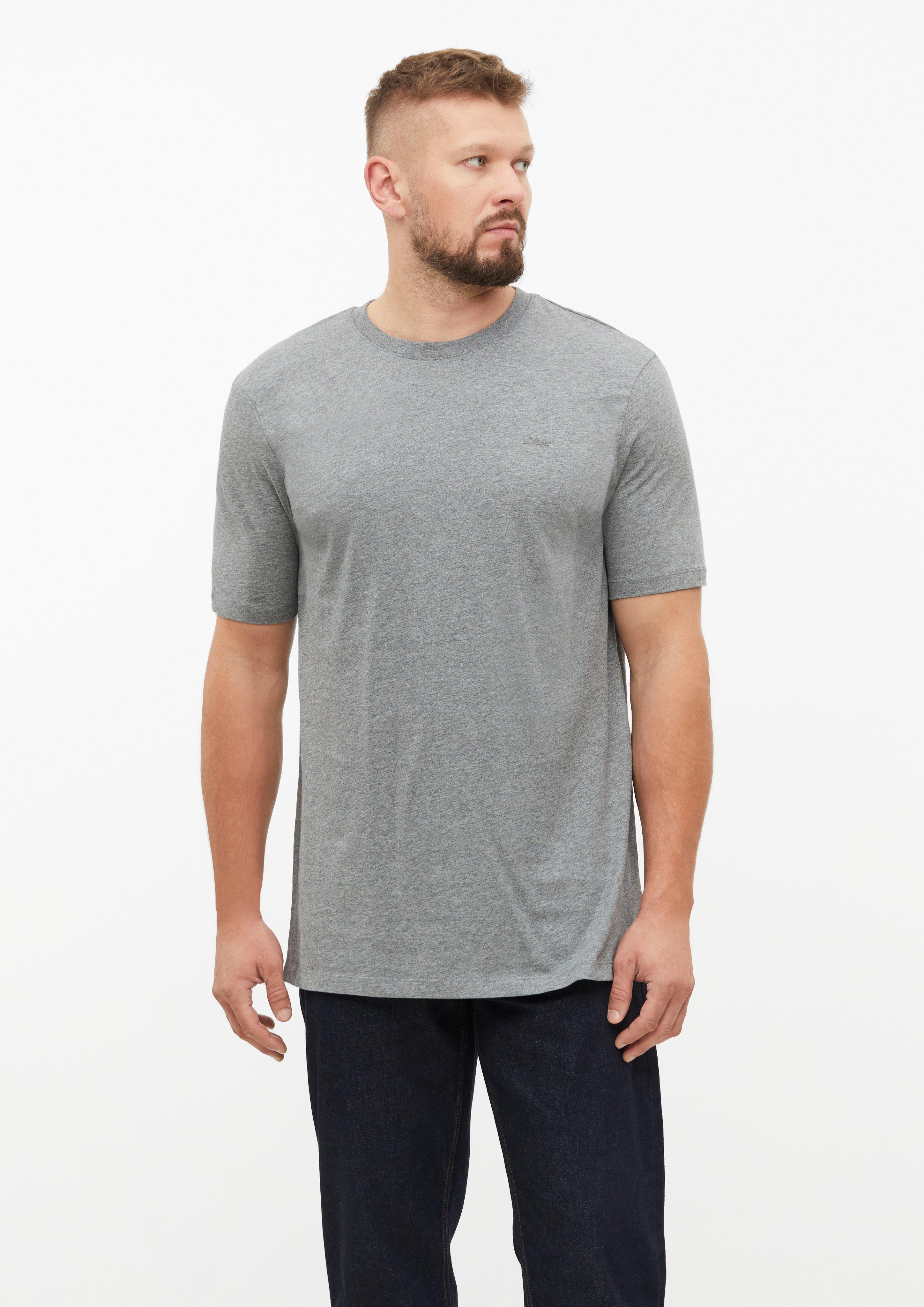 Baumwoll-T-Shirt mit Logo-Print in Farbe grau von s.Oliver Men Tall Sizes