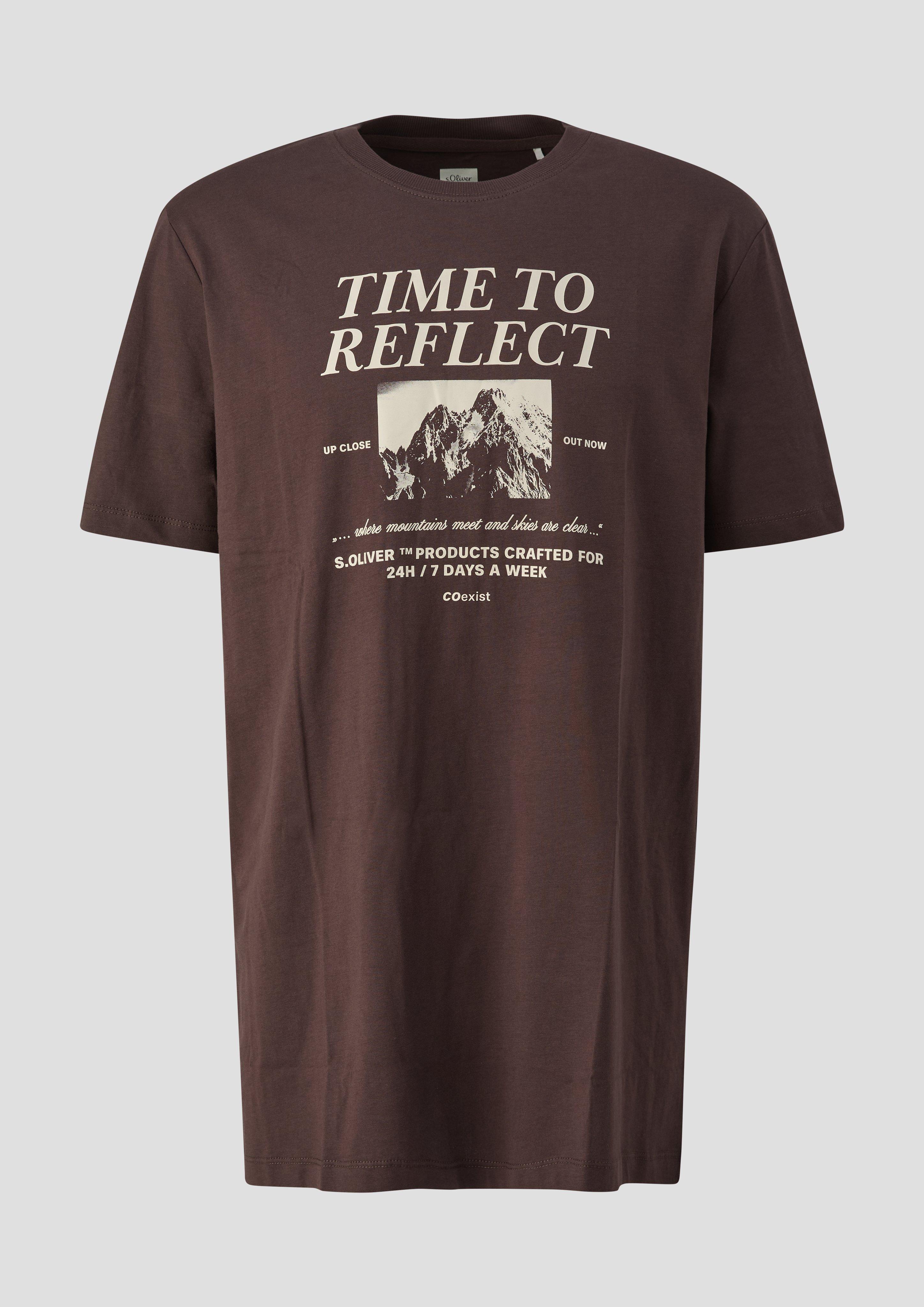 Baumwoll-T-Shirt mit Artwork in Farbe dunkelbraun von s.Oliver Men Tall Sizes