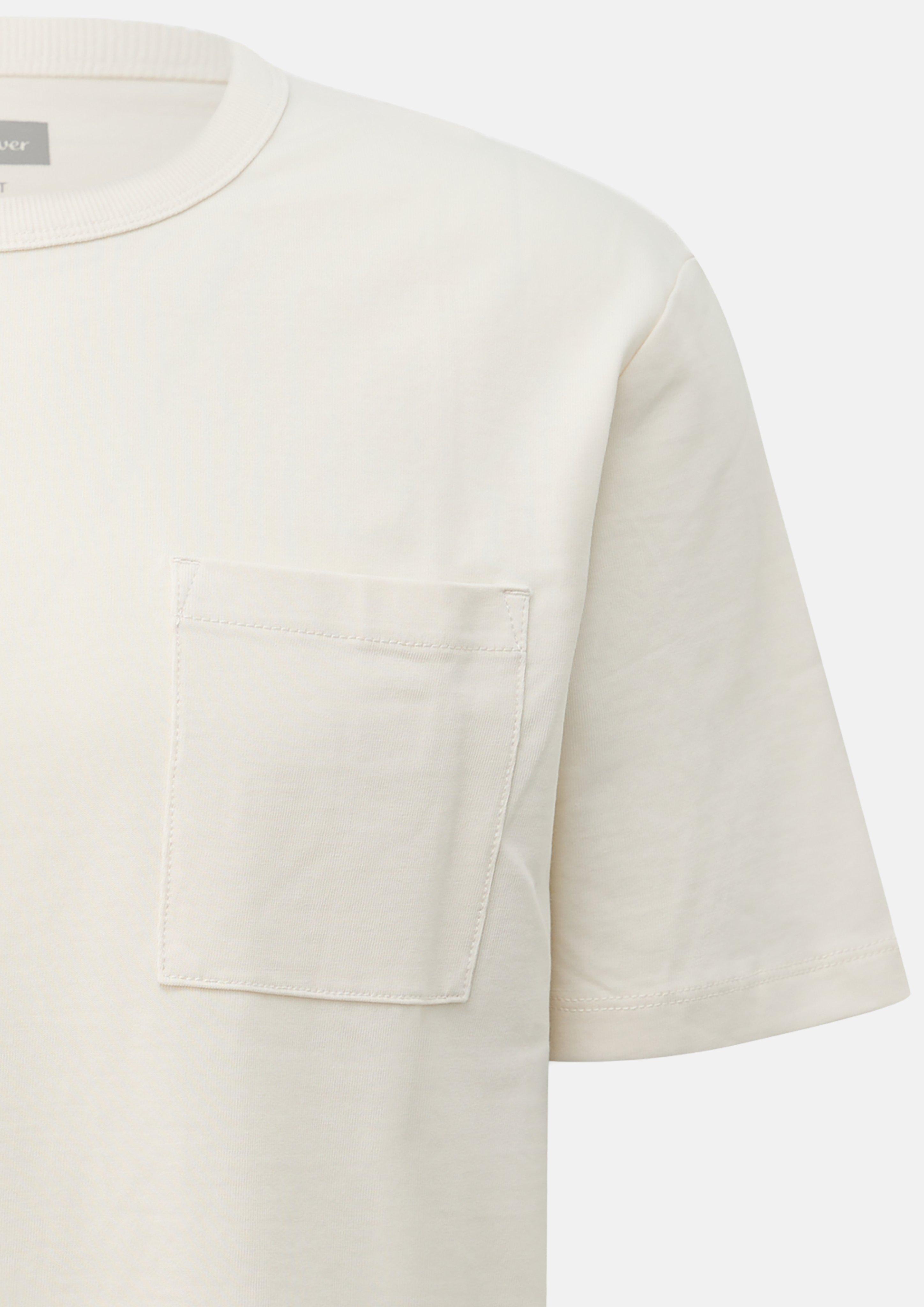 Heren T-shirt van zware jersey met borstzak in een moderne pasvorm in crème van s.Oliver Men Tall Sizes