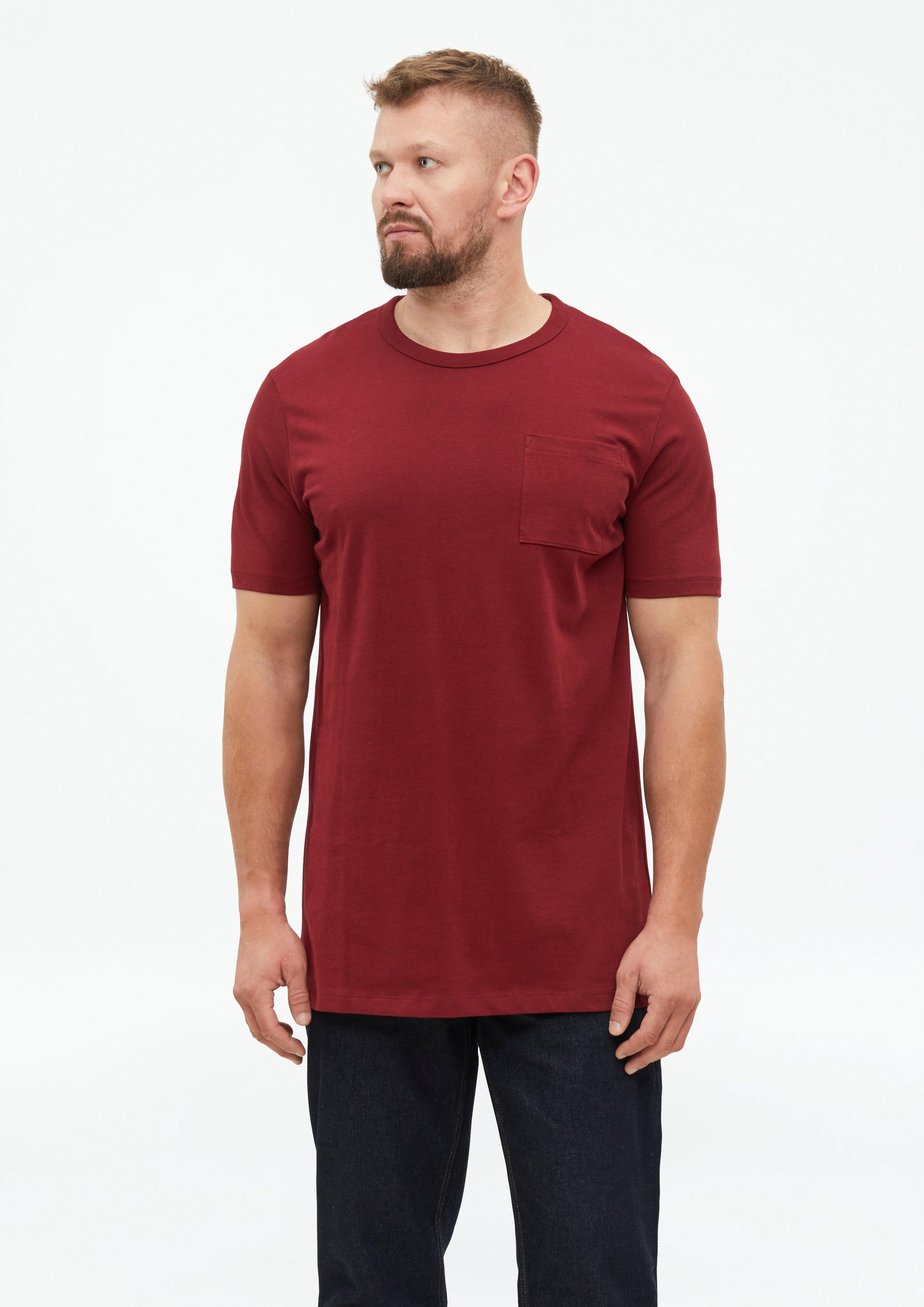 T-shirt van zware jersey met borstzakje in een moderne pasvorm in bordeaux van s.Oliver Men Tall Sizes