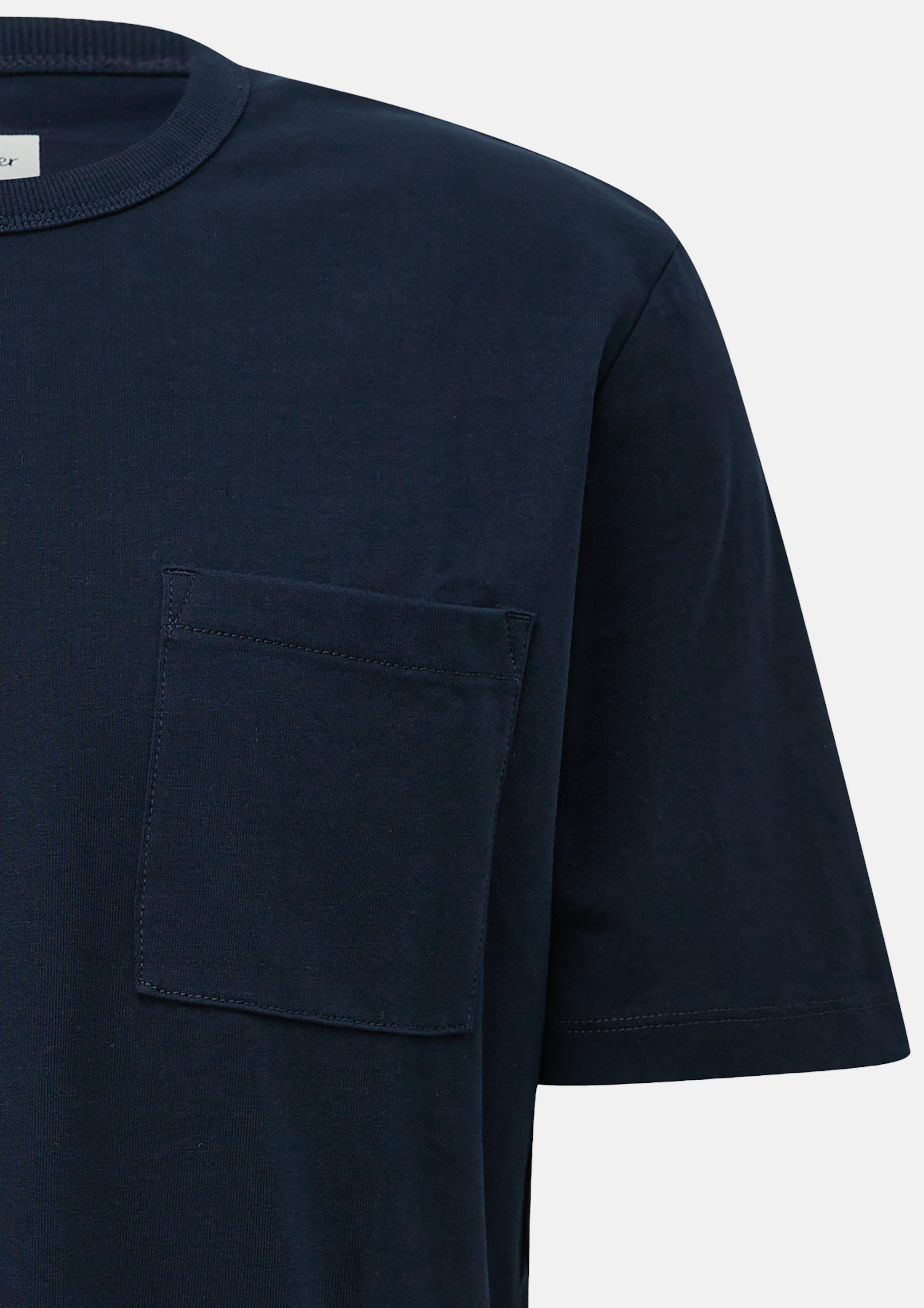 Heren T-shirt van zware jersey met borstzak in een moderne pasvorm in blauw van s.Oliver Men Tall Sizes