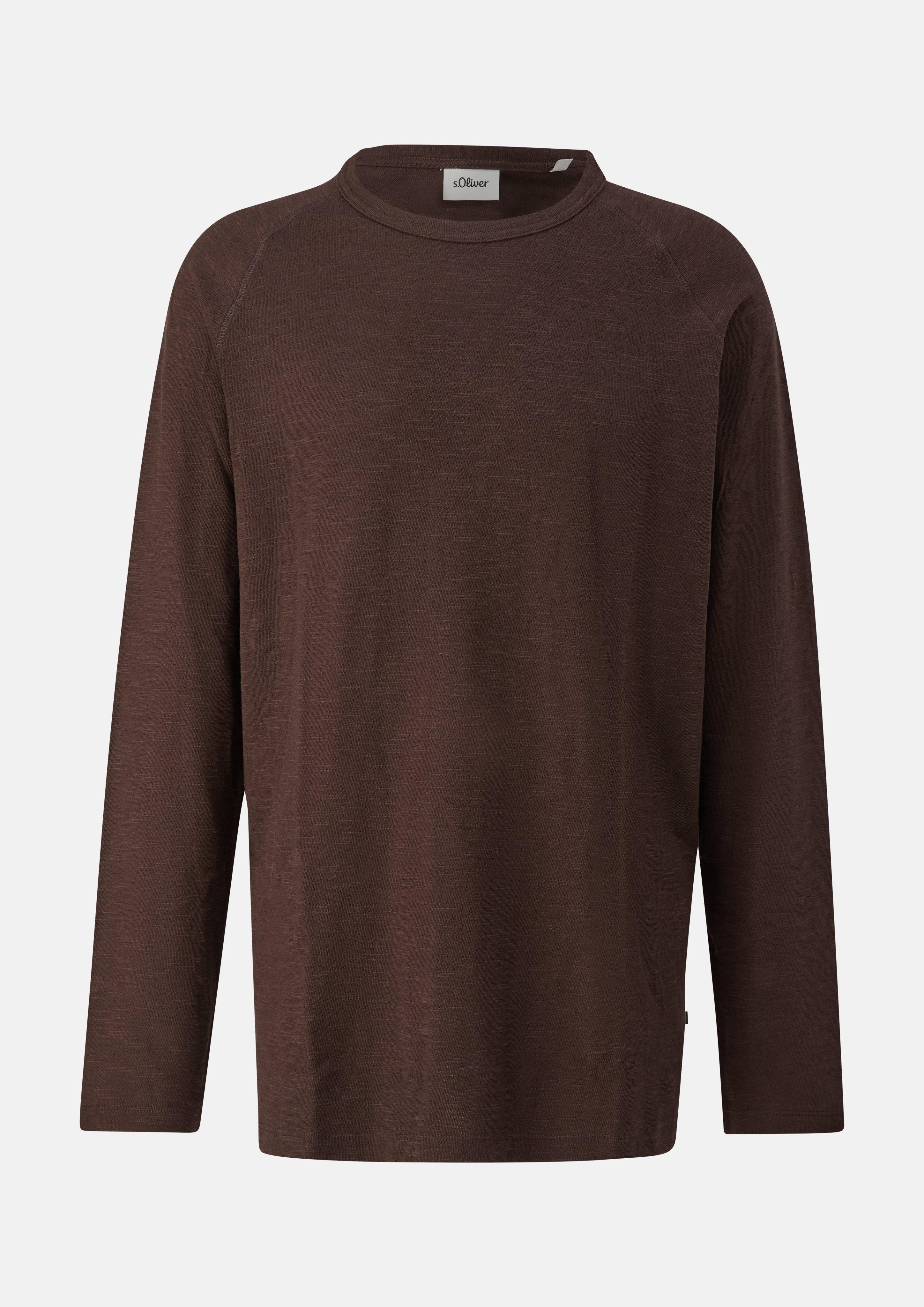 Hommes T-shirt à manches longues raglan en jersey de fil flammé en brun de s.Oliver Men Tall Sizes