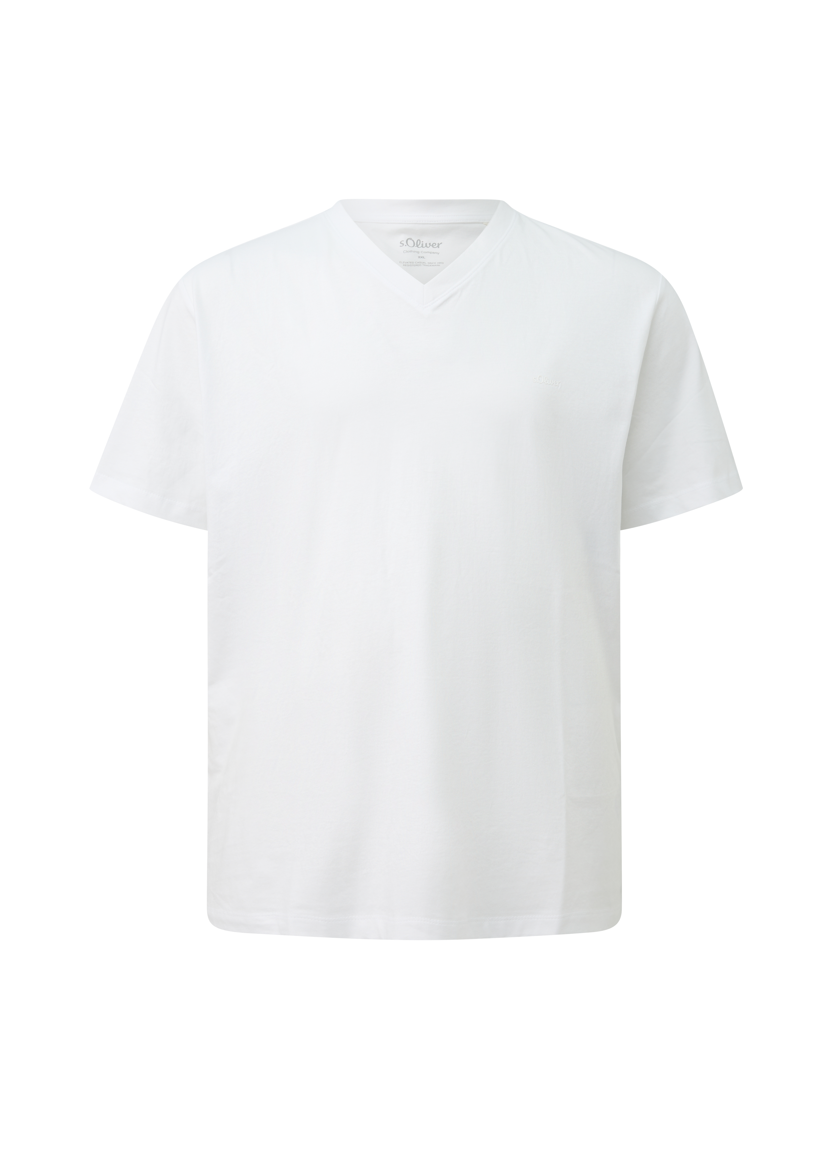 Katoenen T-shirt met V-hals en logo-opdruk