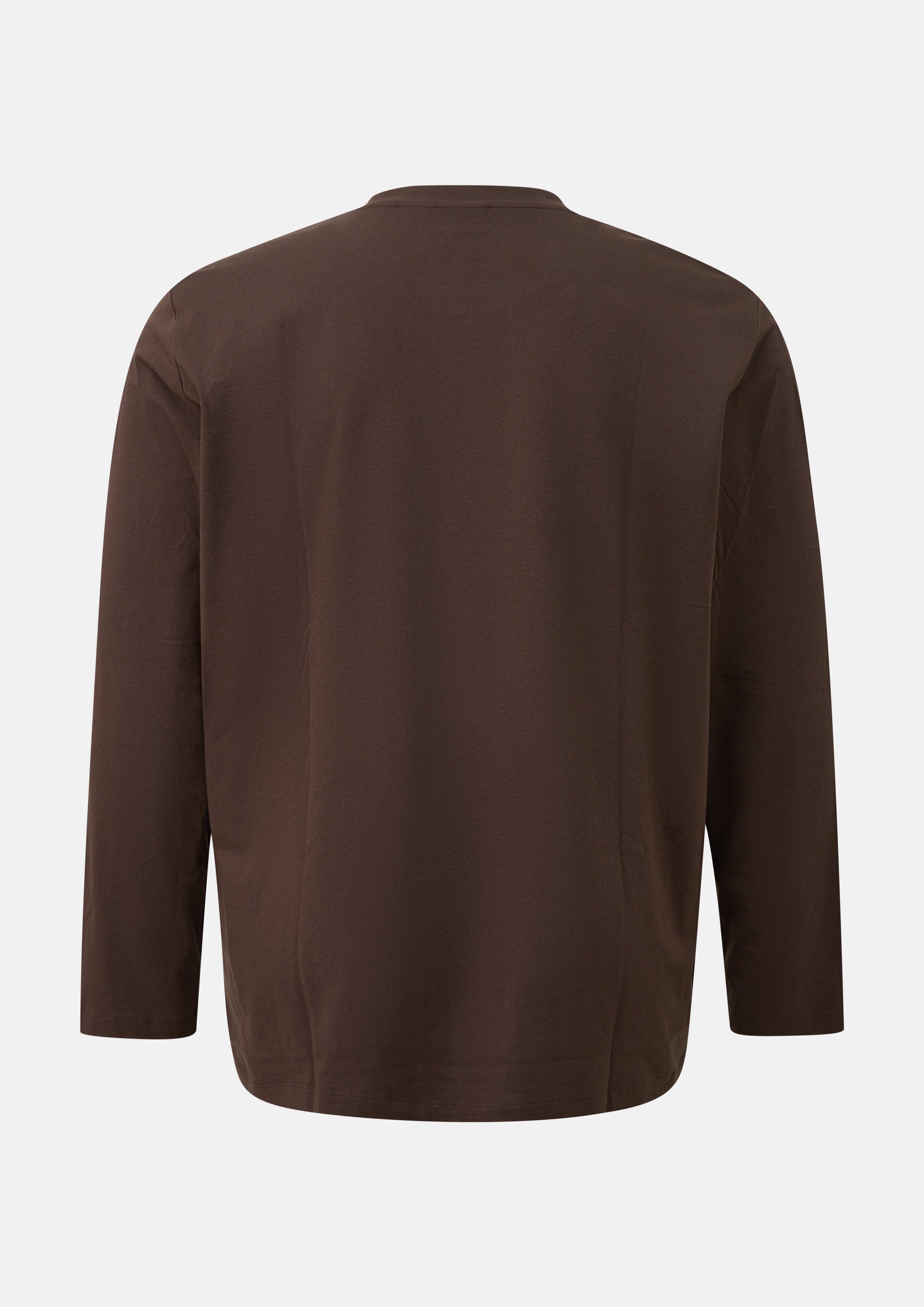 Herren Baumwoll-Longsleeve mit Logo in braun von s.Oliver Men Big Sizes