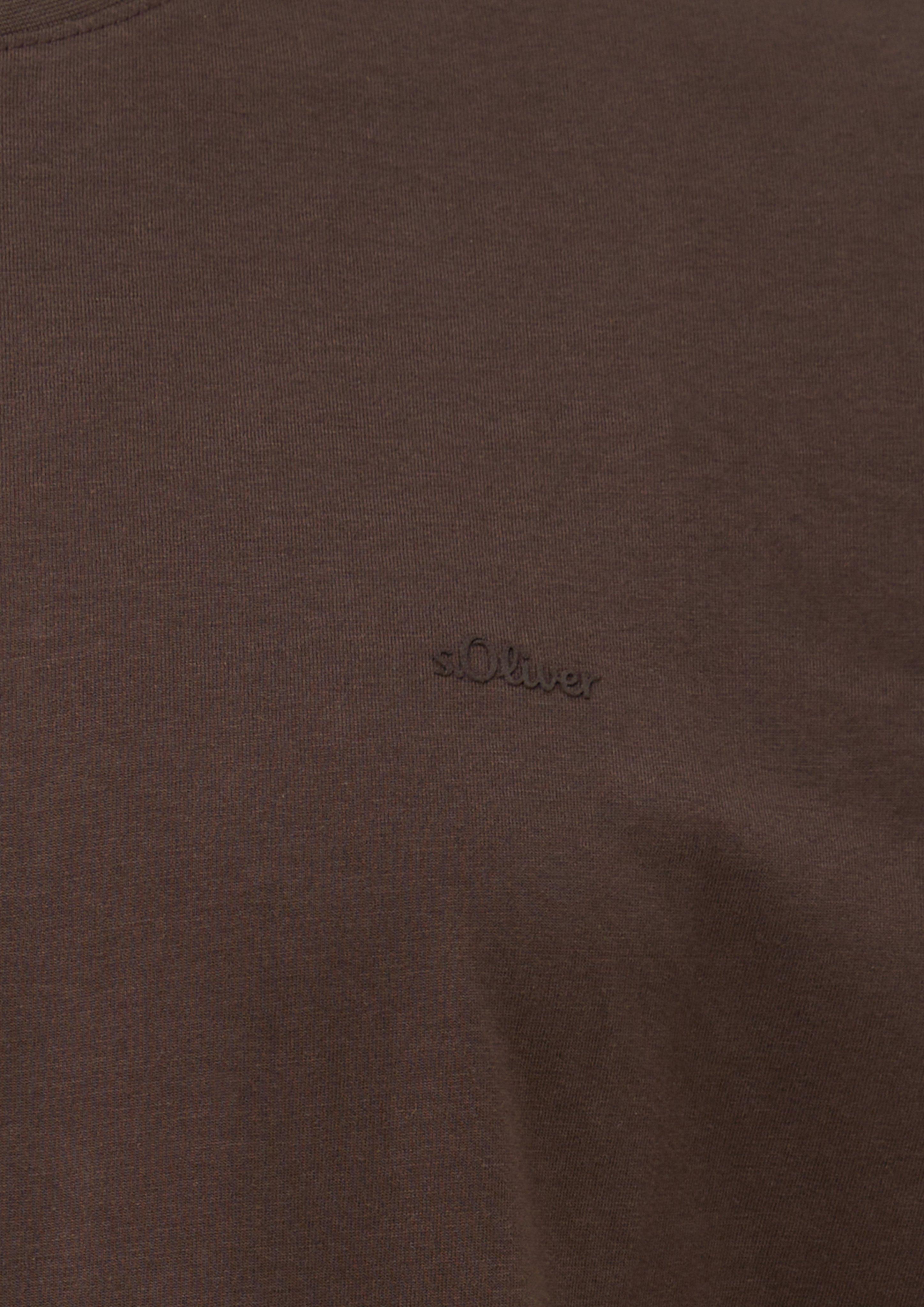 Herren Baumwoll-Longsleeve mit Logo in braun von s.Oliver Men Big Sizes
