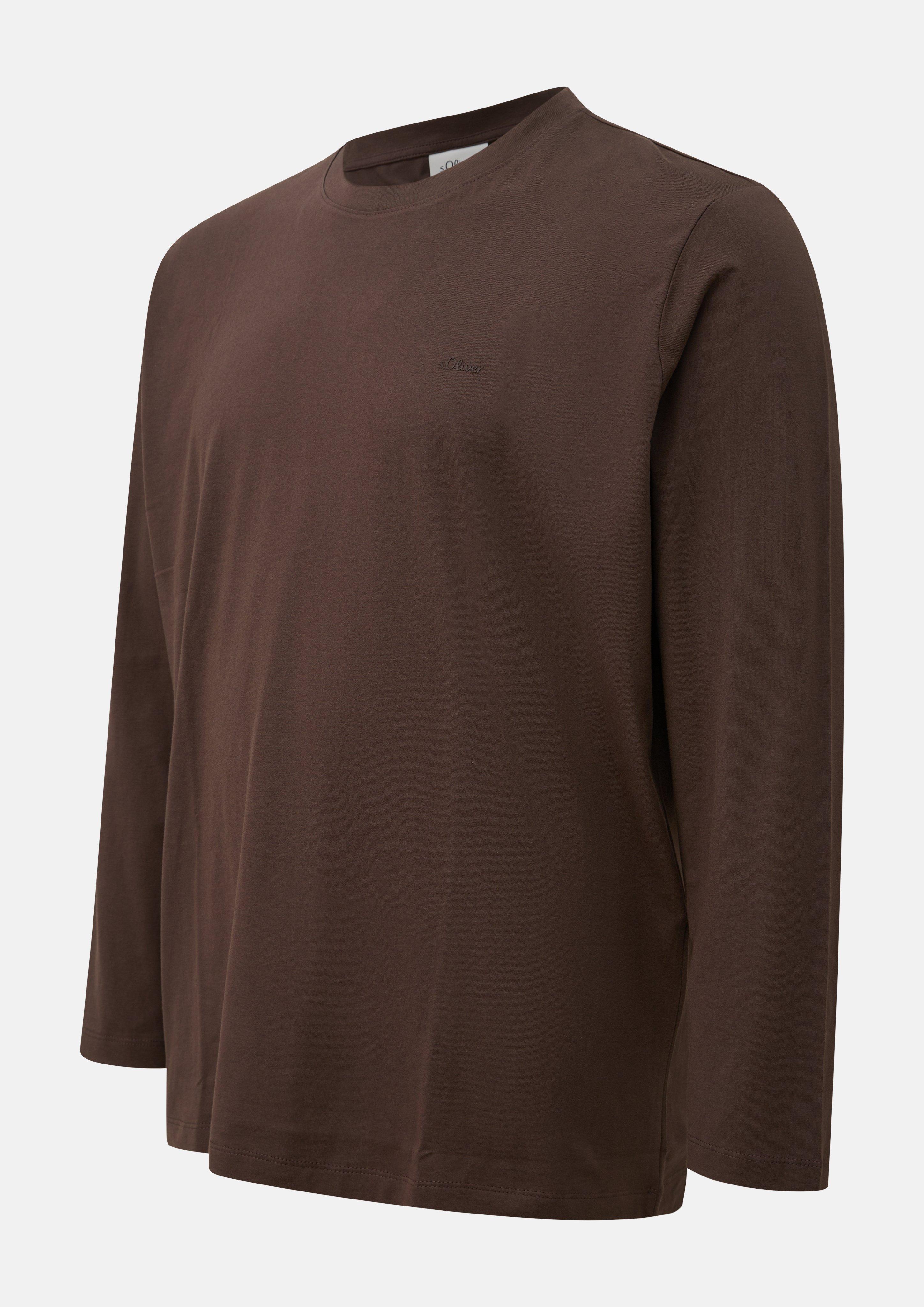 Herren Baumwoll-Longsleeve mit Logo in braun von s.Oliver Men Big Sizes