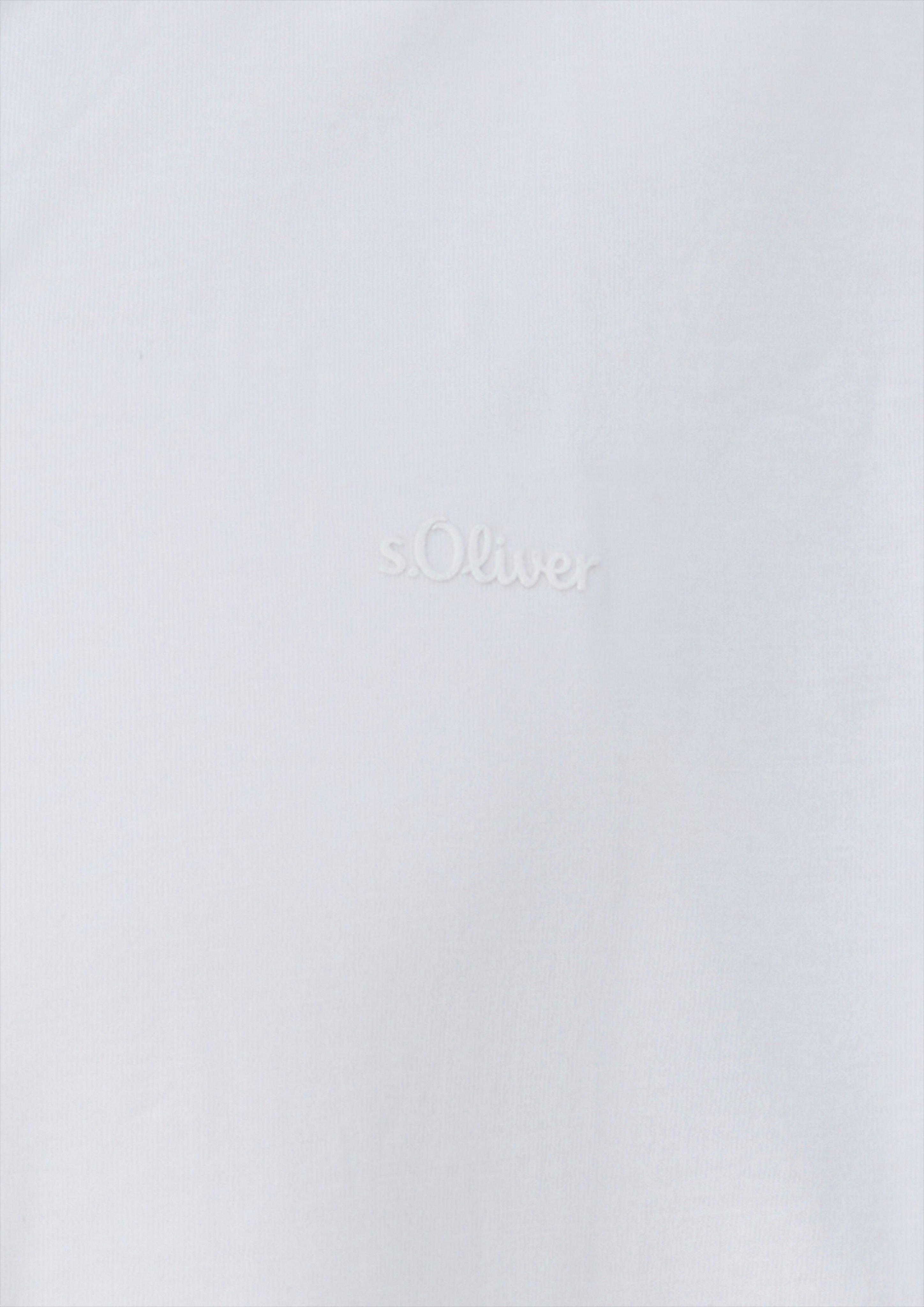 Hommes T-shirt en coton à col en V et imprimé logo en blanc de s.Oliver Men Tall Sizes