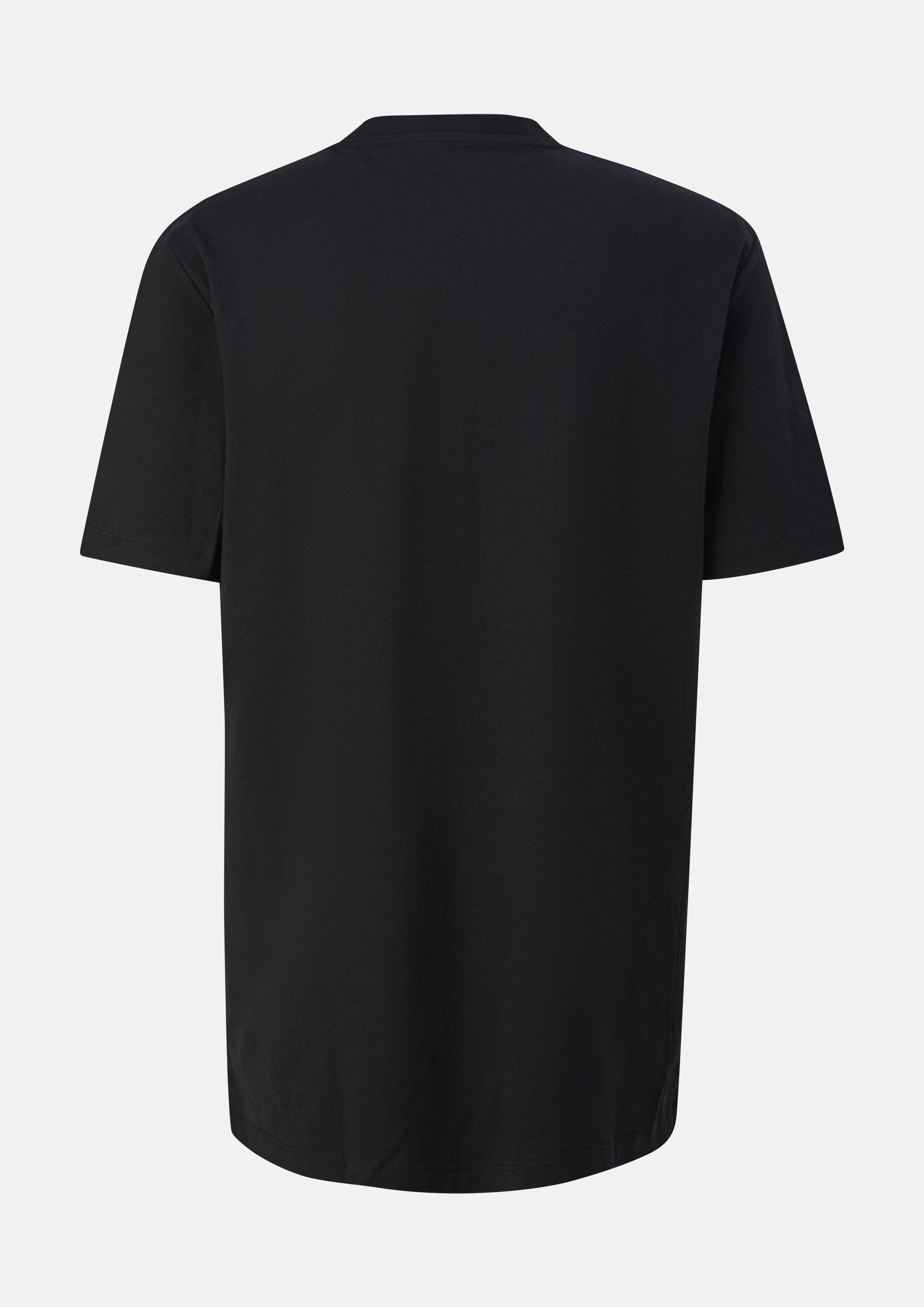 Hommes T-shirt en coton à col en V et imprimé logo en noir de s.Oliver Men Tall Sizes
