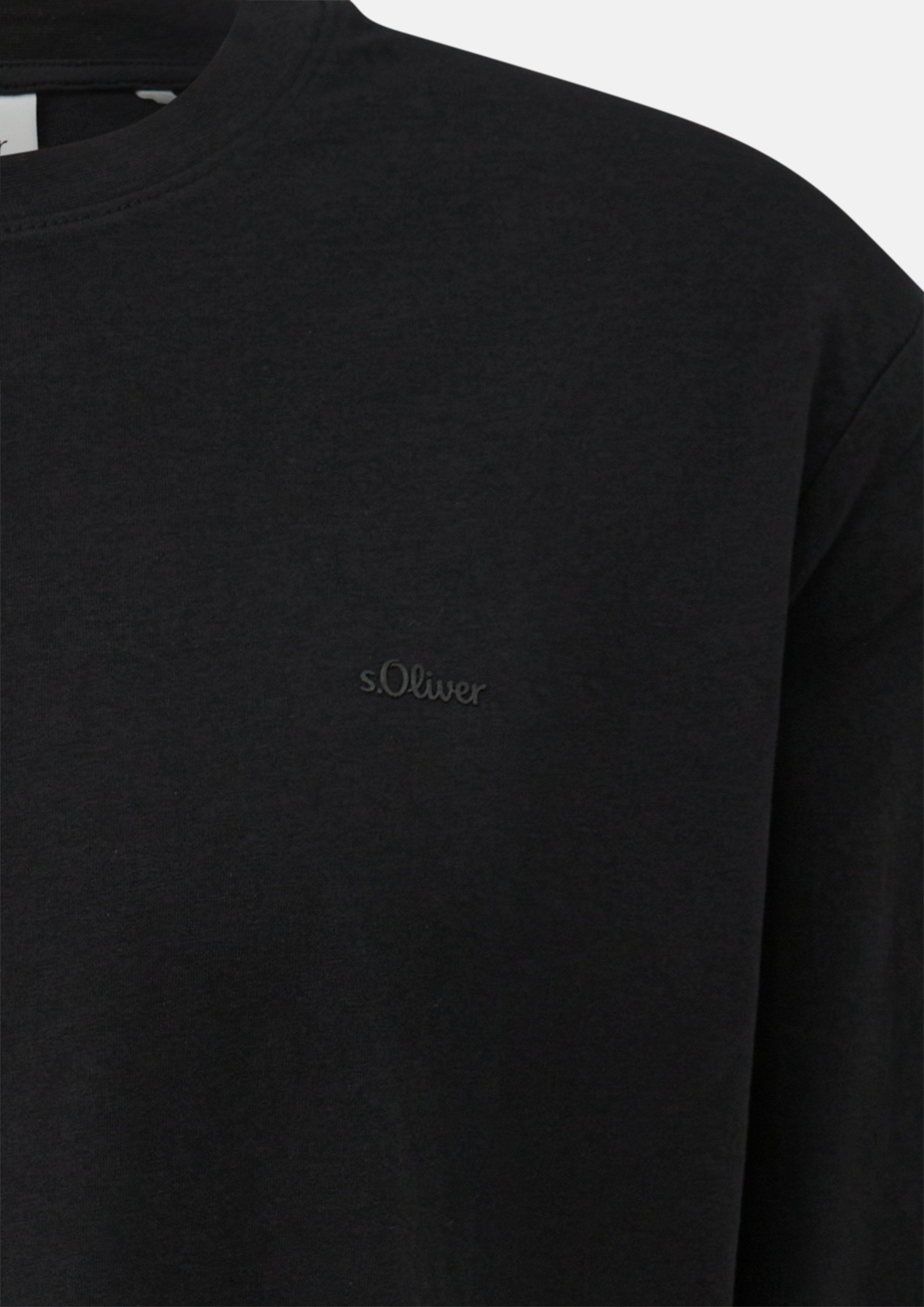 Herren Baumwoll-Longsleeve mit Logo in schwarz von s.Oliver Men Tall Sizes