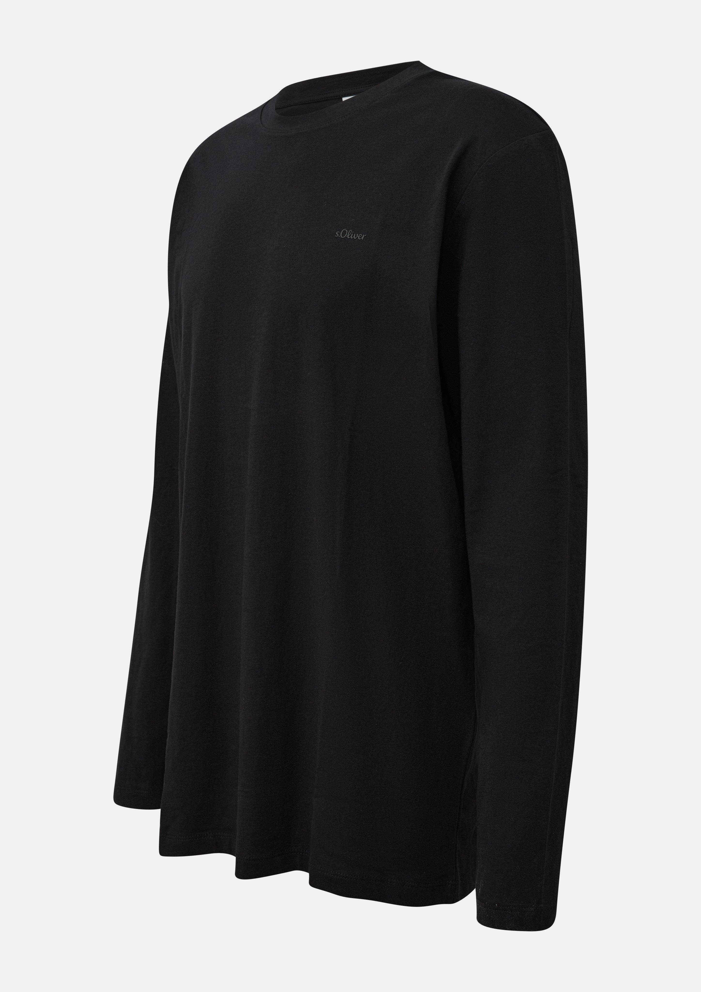 Herren Baumwoll-Longsleeve mit Logo in schwarz von s.Oliver Men Tall Sizes