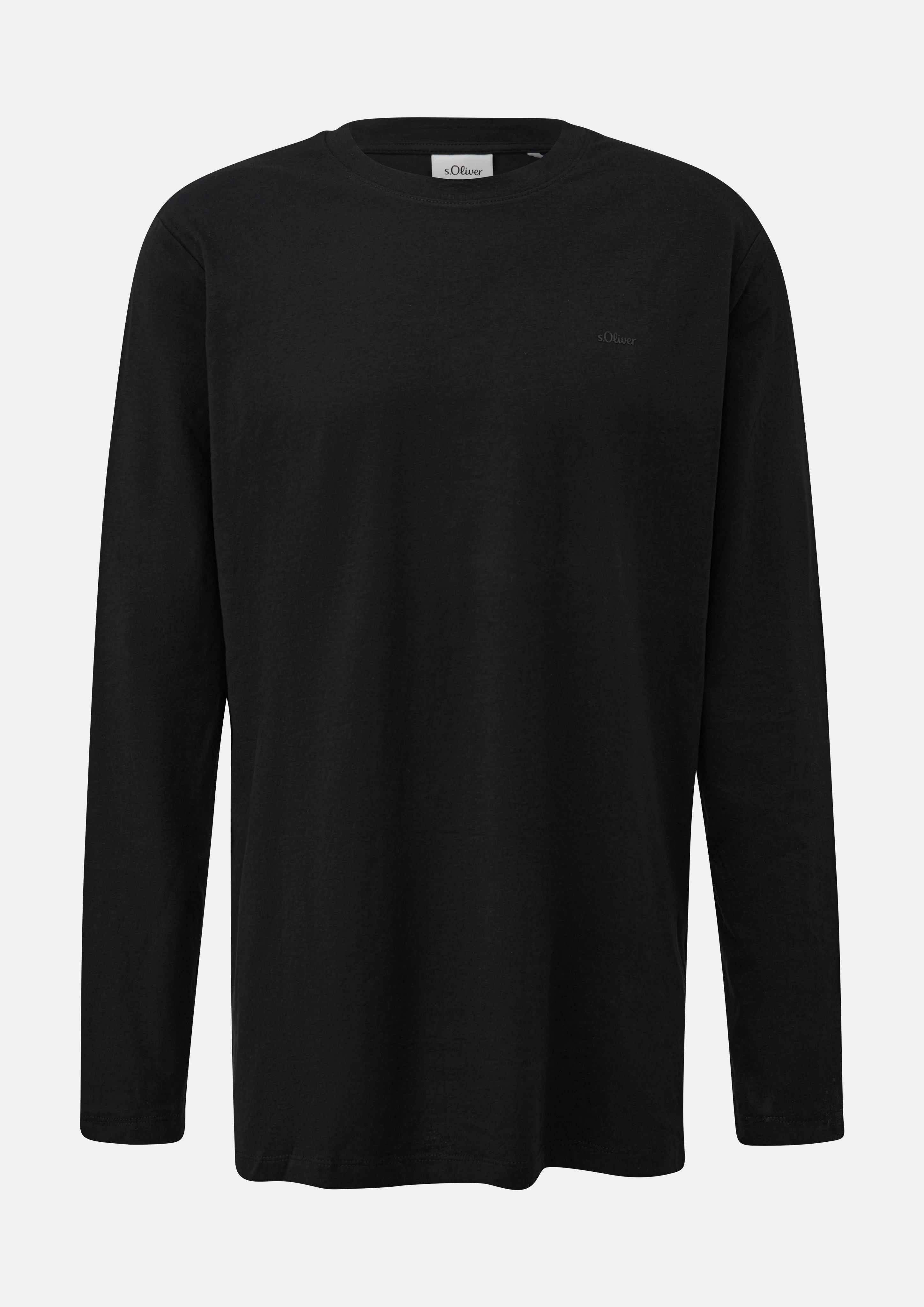 Baumwoll-Longsleeve mit Logo in Farbe schwarz von s.Oliver Men Tall Sizes