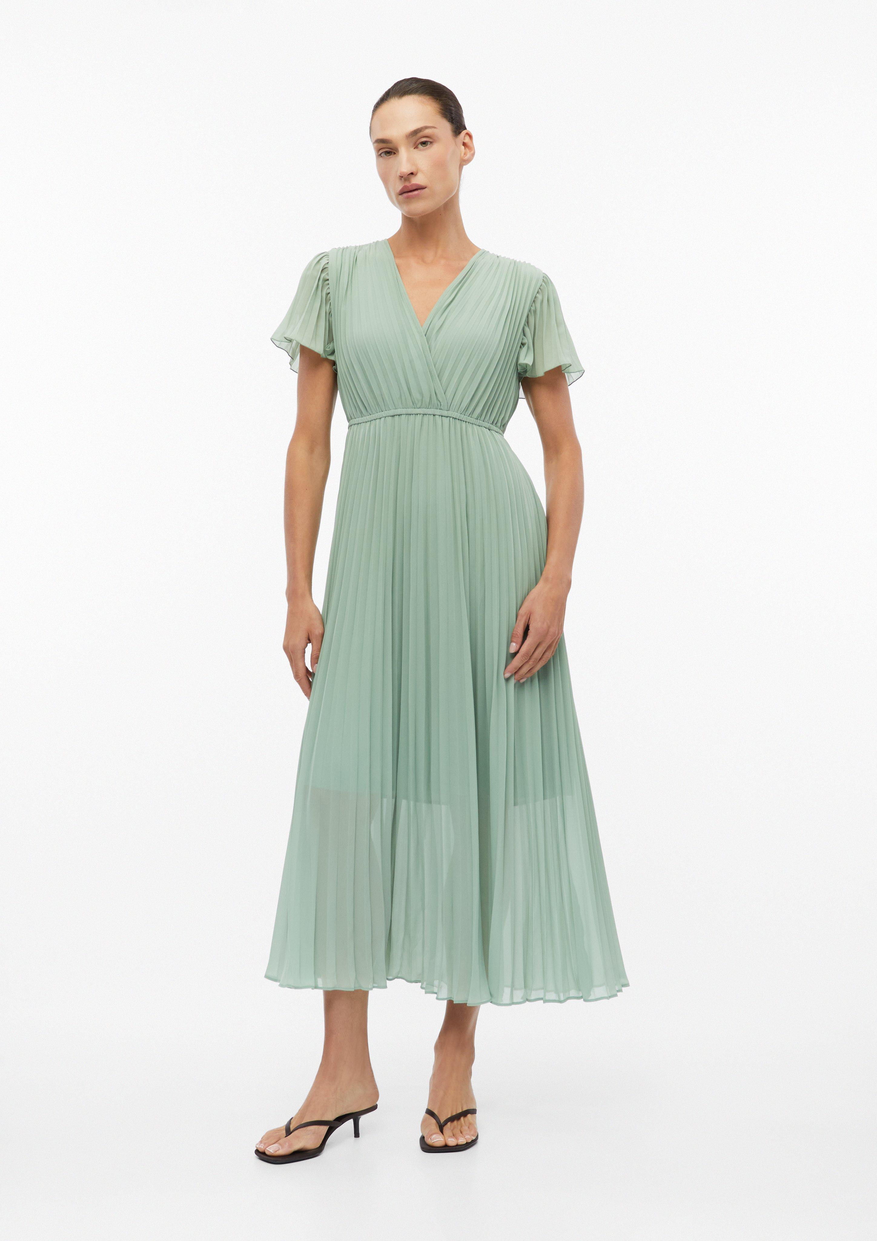 Plissiertes Kleid in Midilänge in grün von COMMA