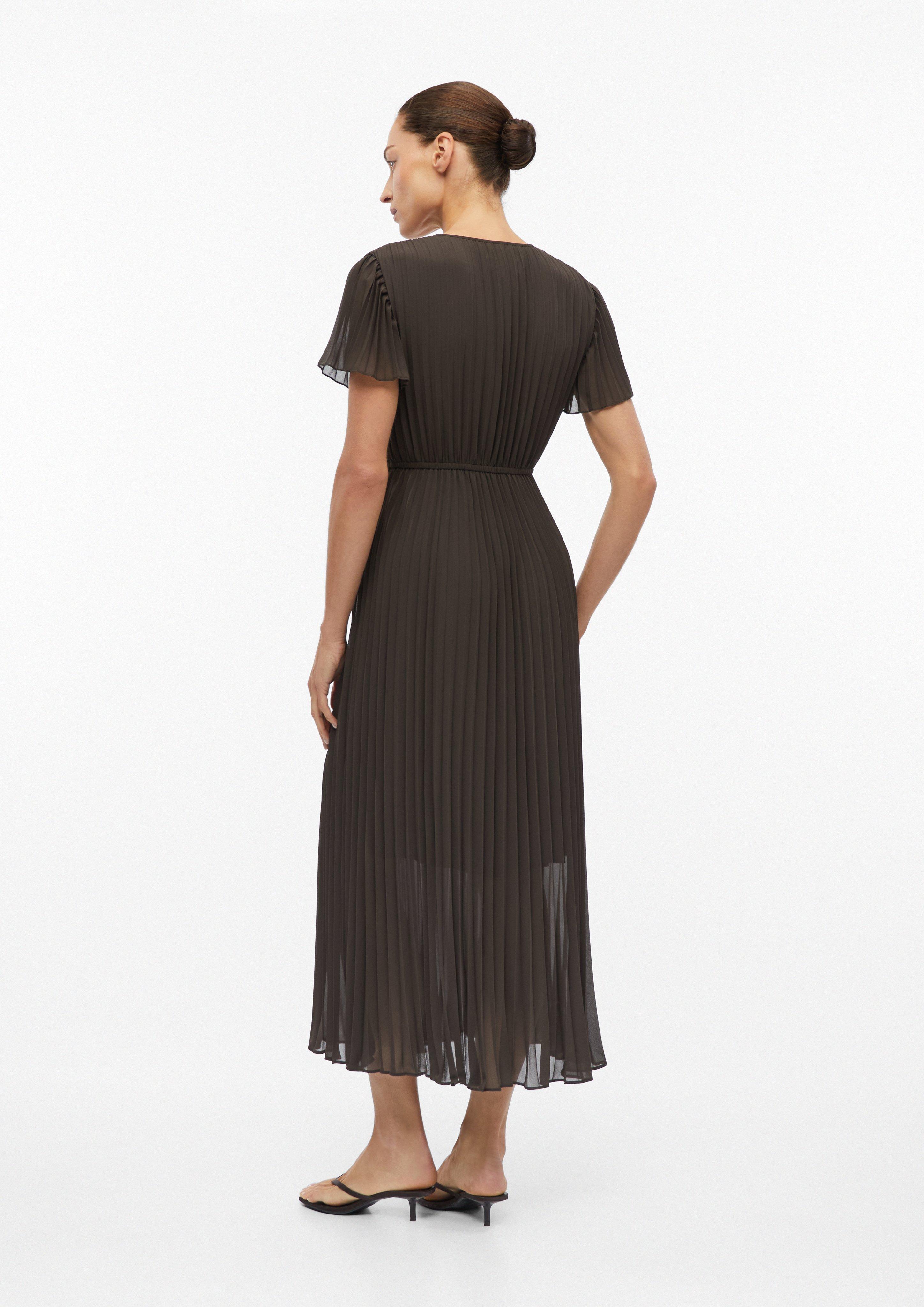 Plissiertes Kleid in Midilänge in braun von COMMA