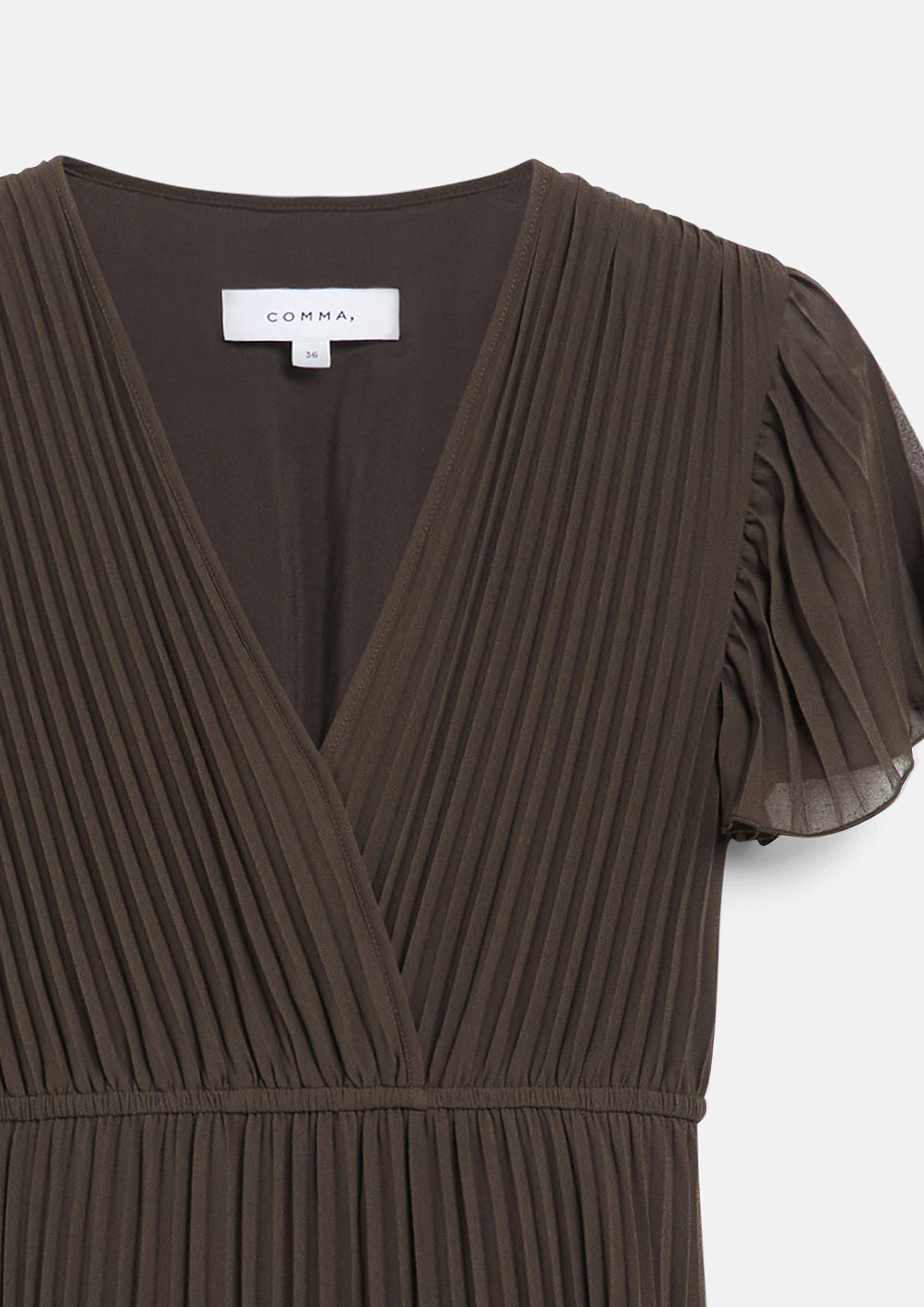 Plissiertes Kleid in Midilänge in braun von COMMA