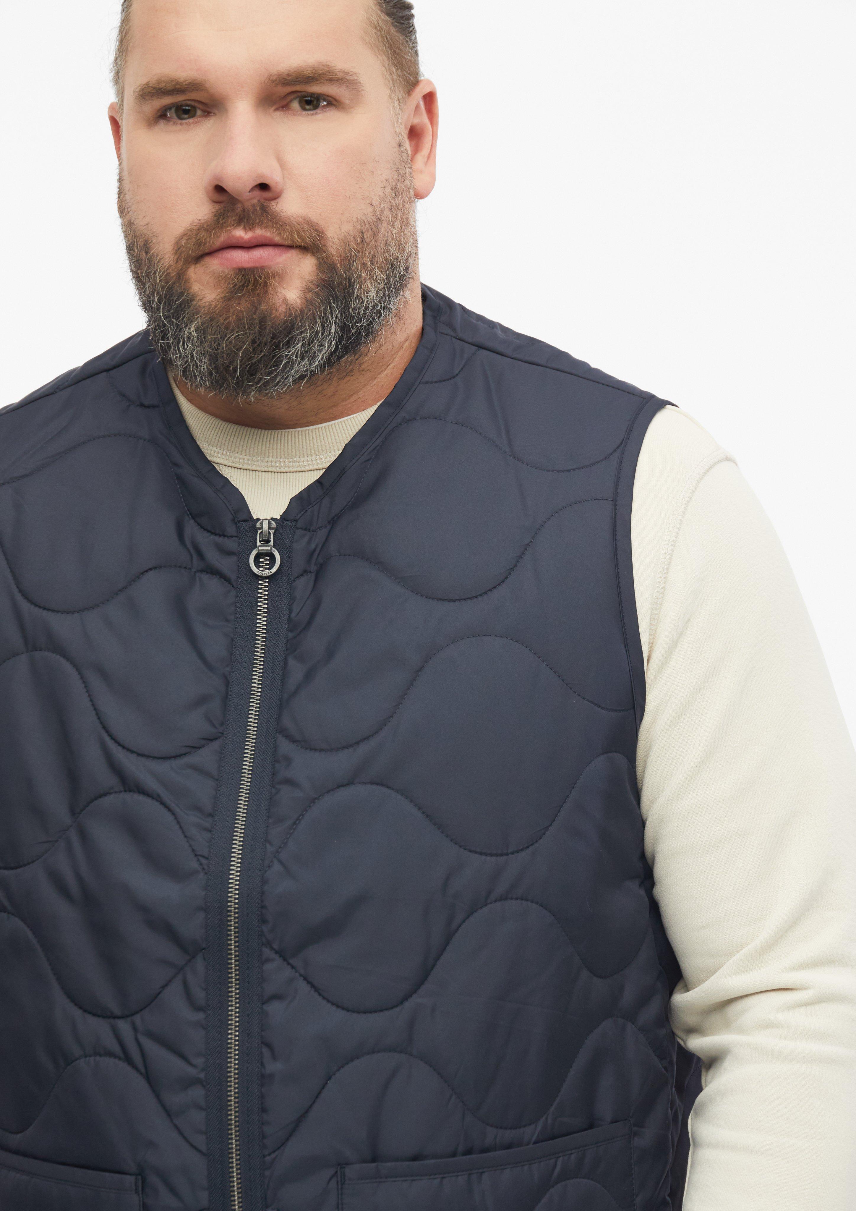 Herren Leichte Steppweste mit aufgesetzten Taschen in blau von s.Oliver Men Big Sizes