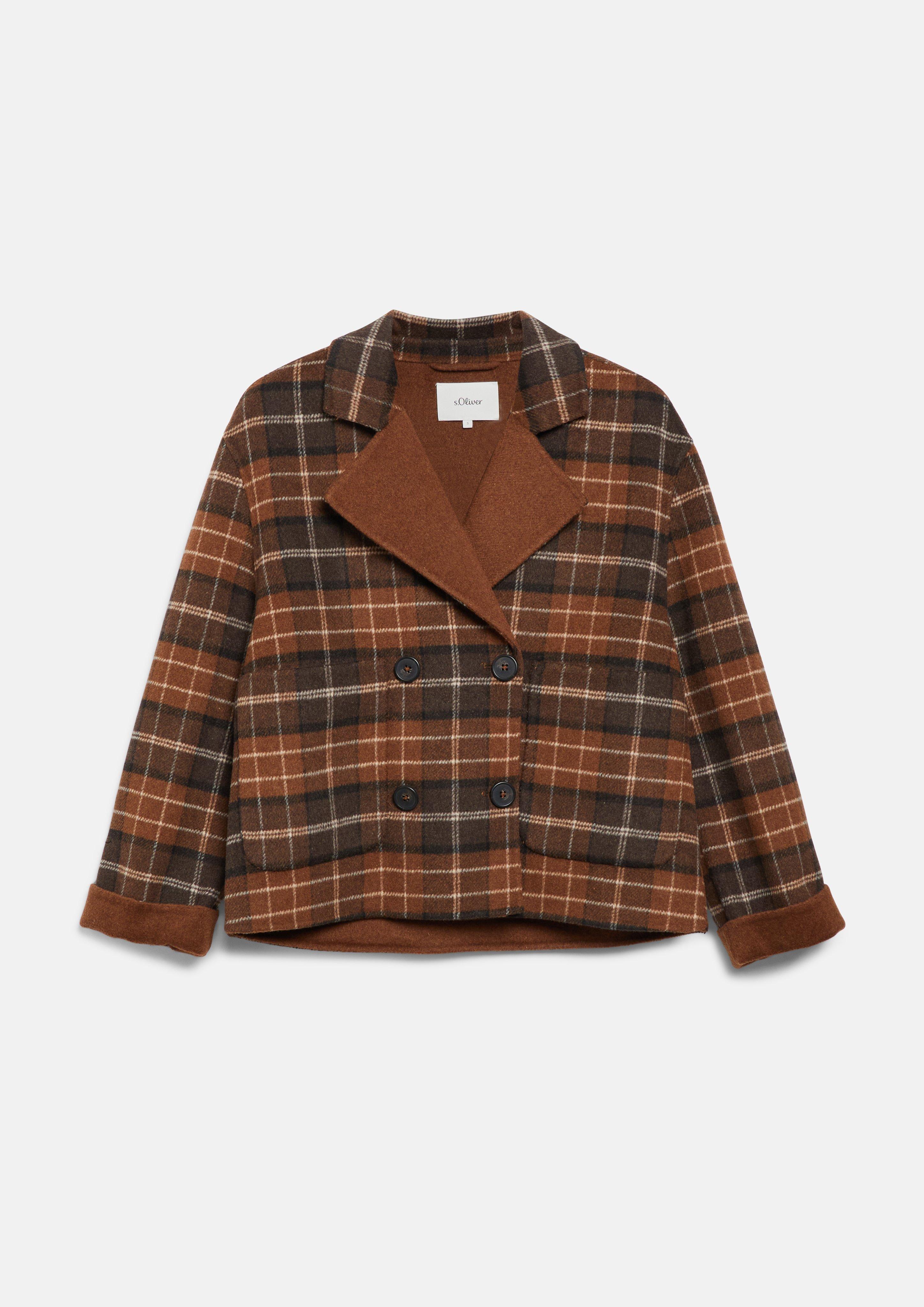 Doubleface-Jacke im Wollmix in Farbe dunkelbraun von s.Oliver