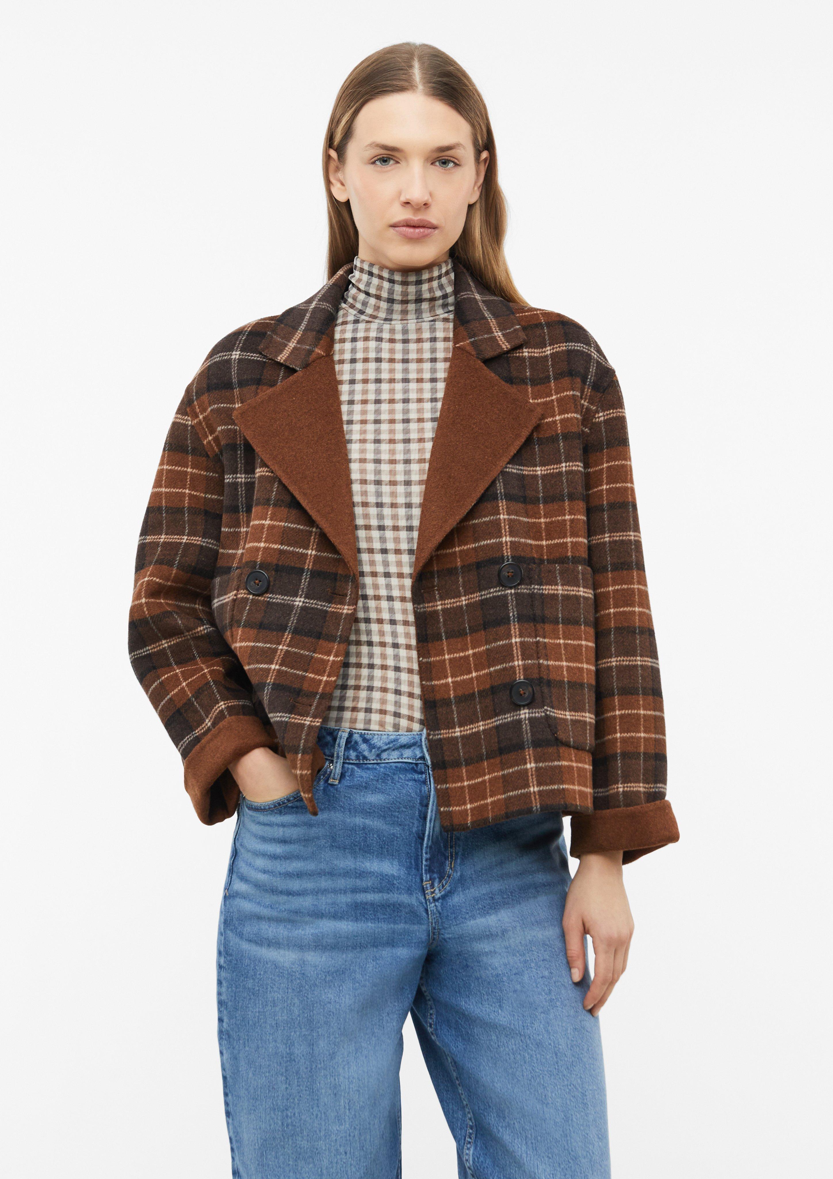 Karierte Doubleface Jacke im Wollmix in Farbe dunkelbraun von s.Oliver