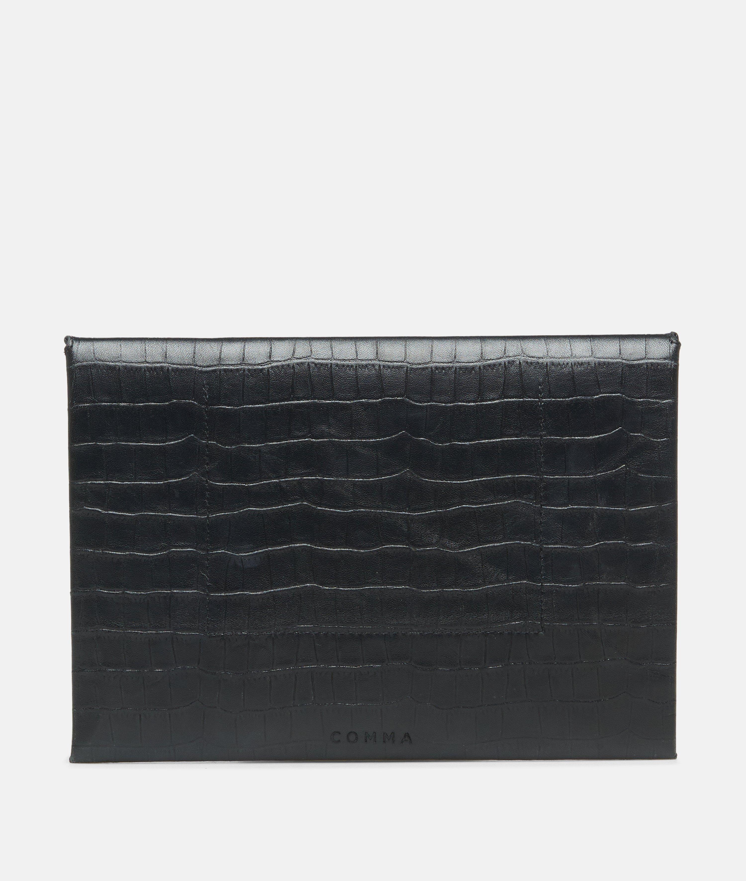 Femmes Sac enveloppe en cuir à motif croco en noir de COMMA