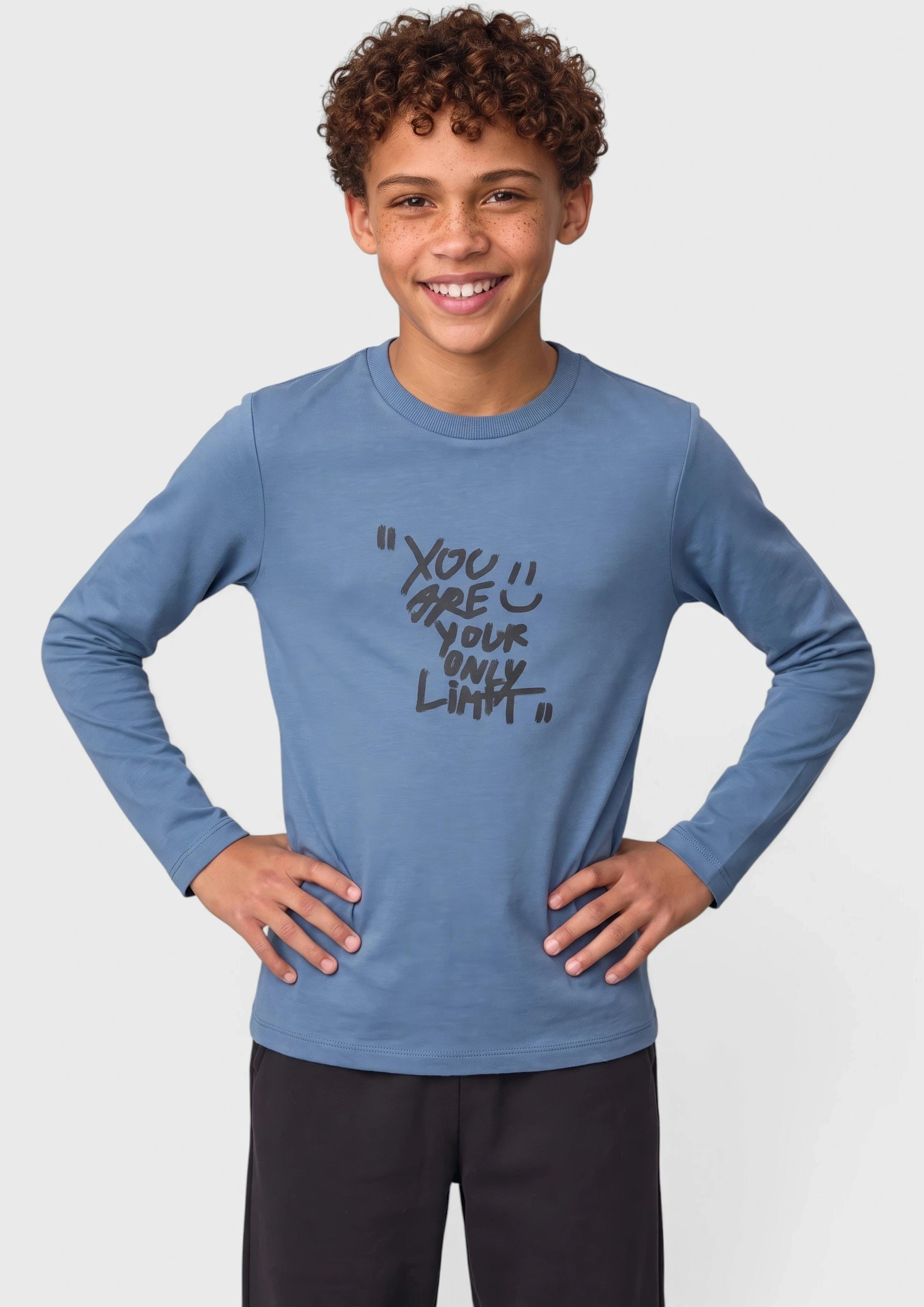 Long-sleeve shirt made of lightweight sweatshirt fabric in blue by s.Oliver