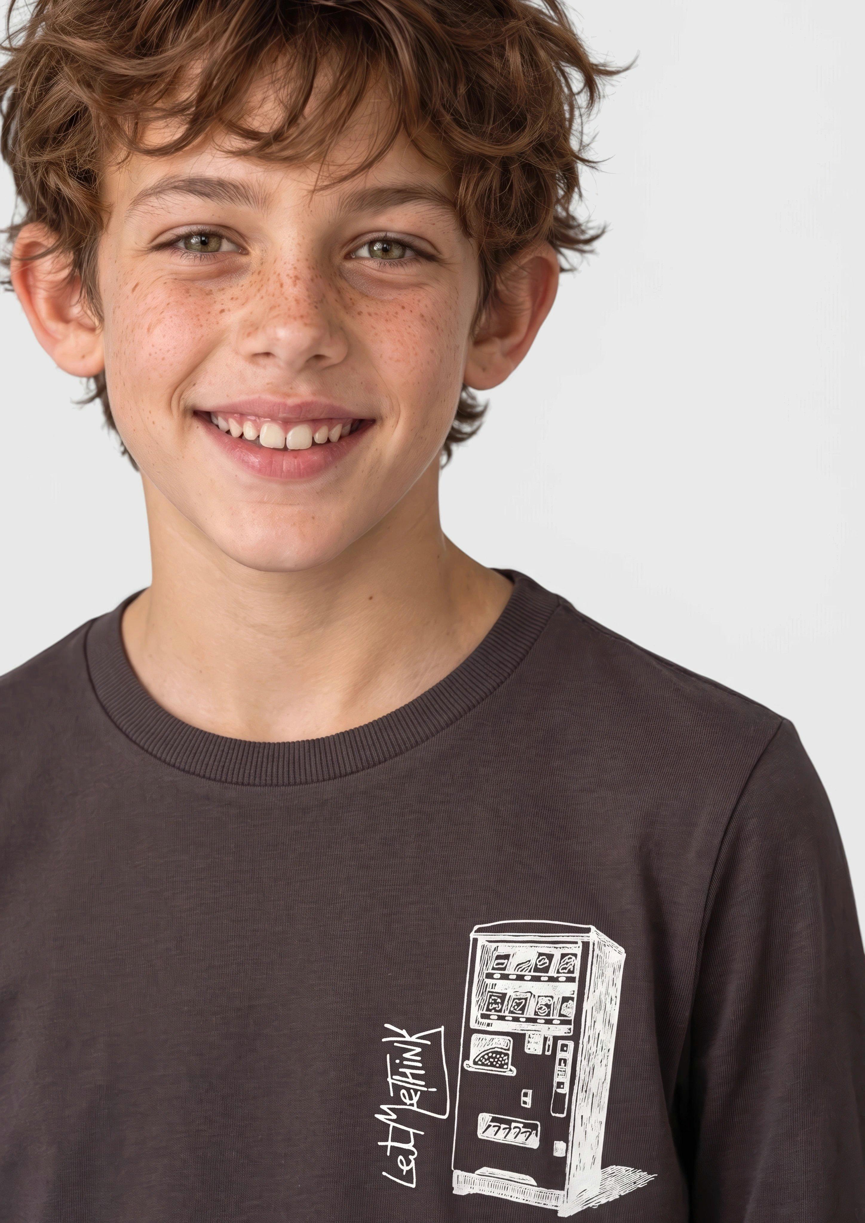Kinder Longsleeve aus leichtem Sweat in braun von s.Oliver