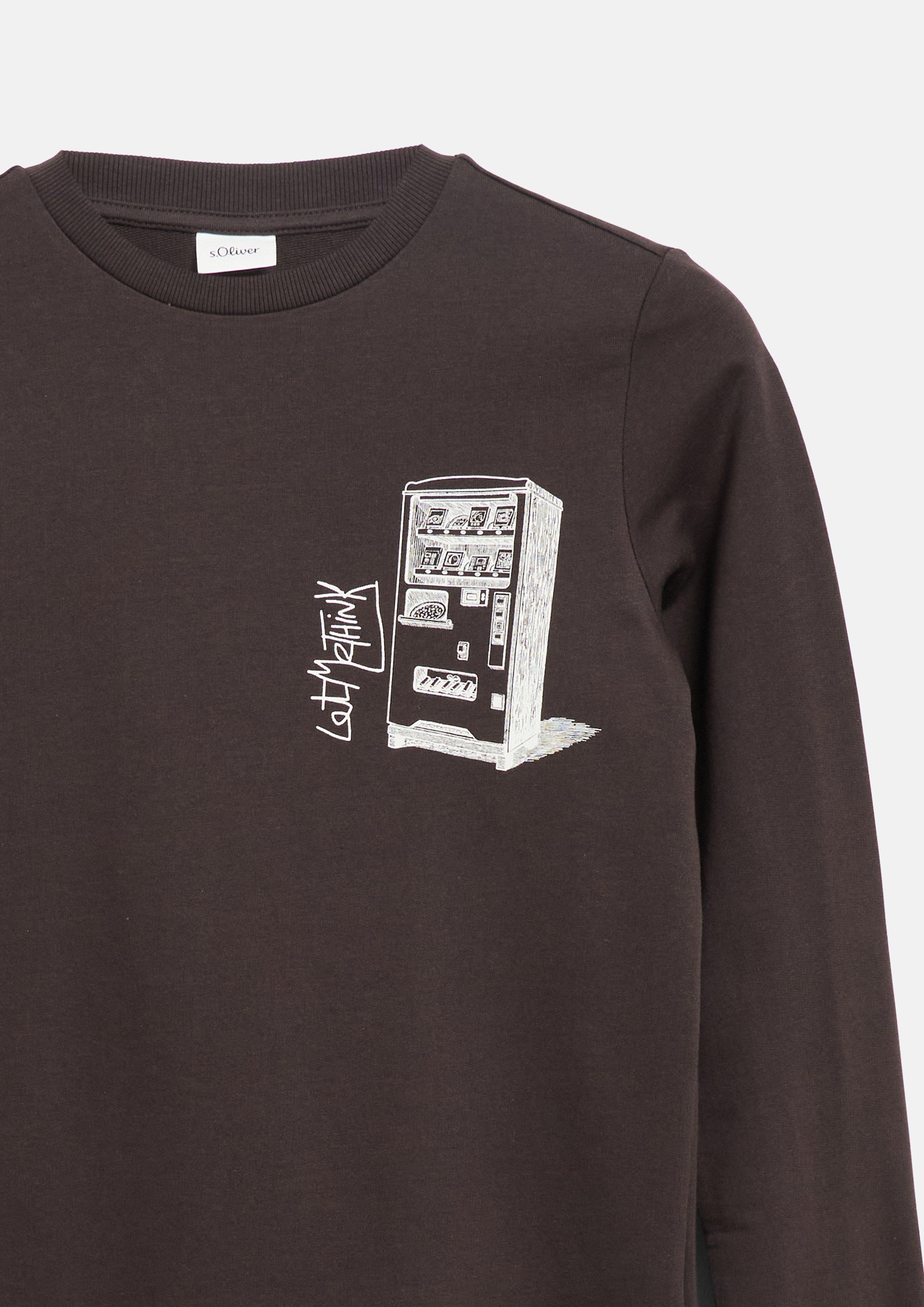Kids Long-sleeve shirt made of lightweight sweatshirt fabric in brown by s.Oliver