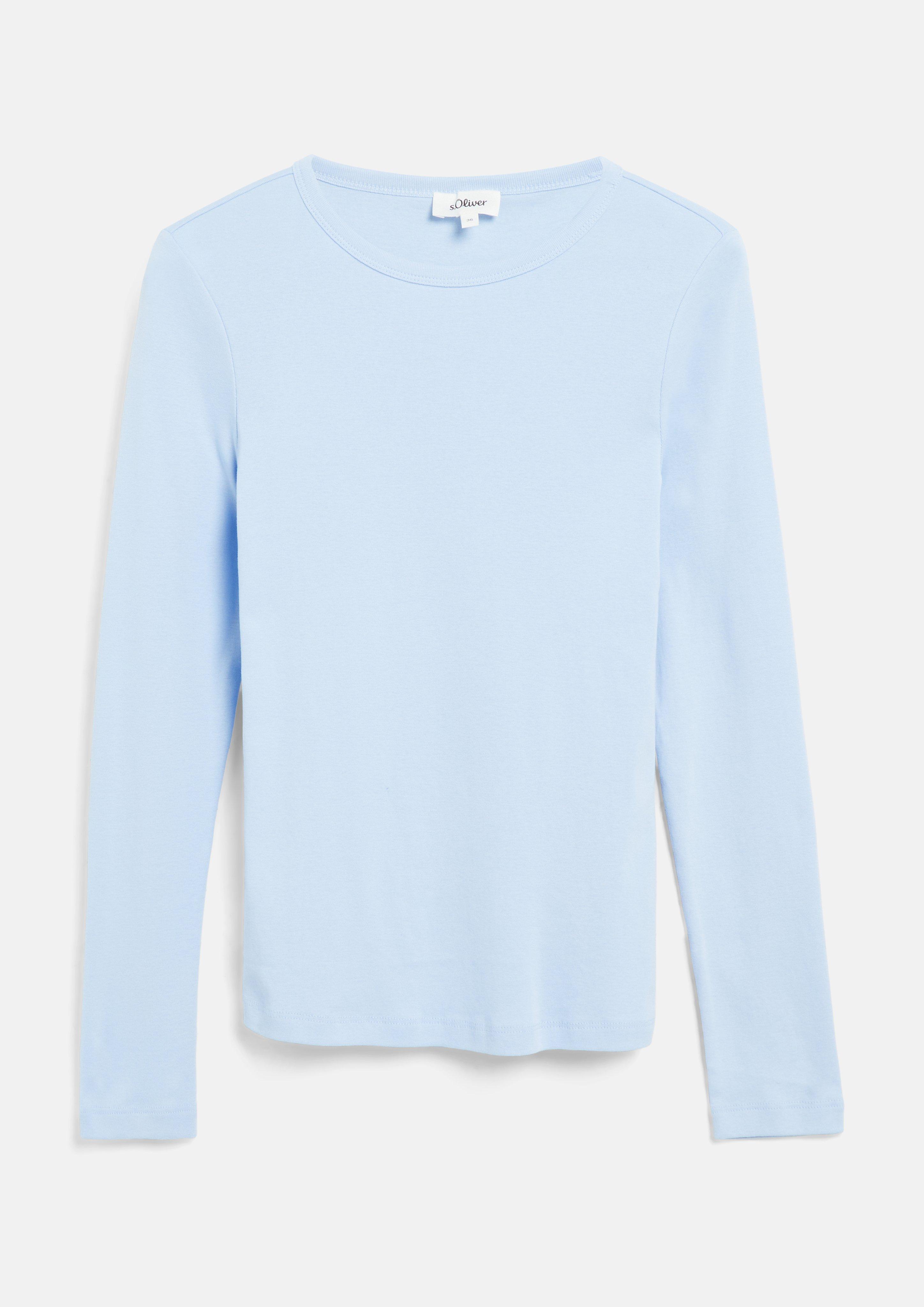 Damen Longsleeve im Slim Fit in blau von s.Oliver