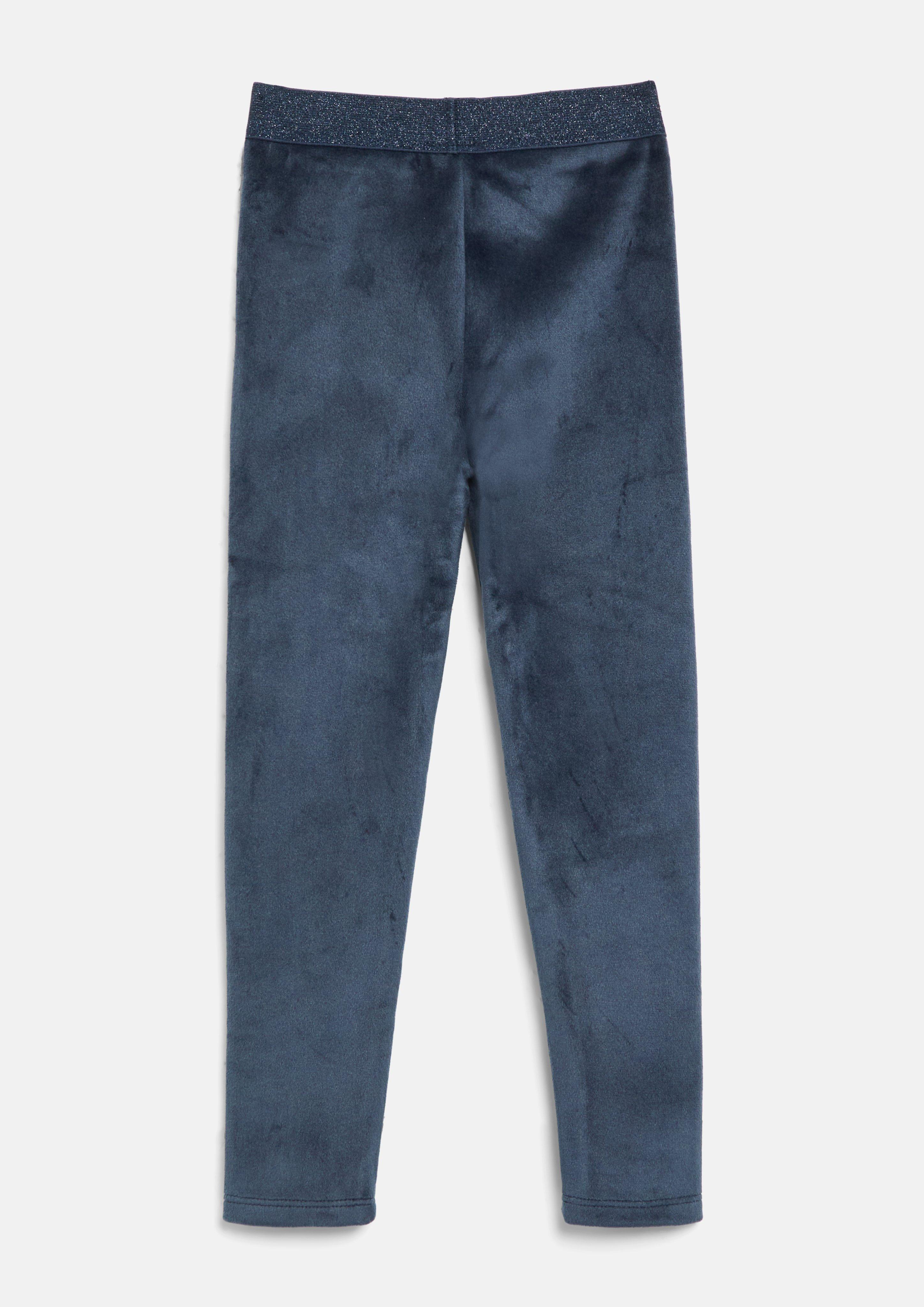 Junior Leggings en velours avec ceinture pailletée en bleu de s.Oliver